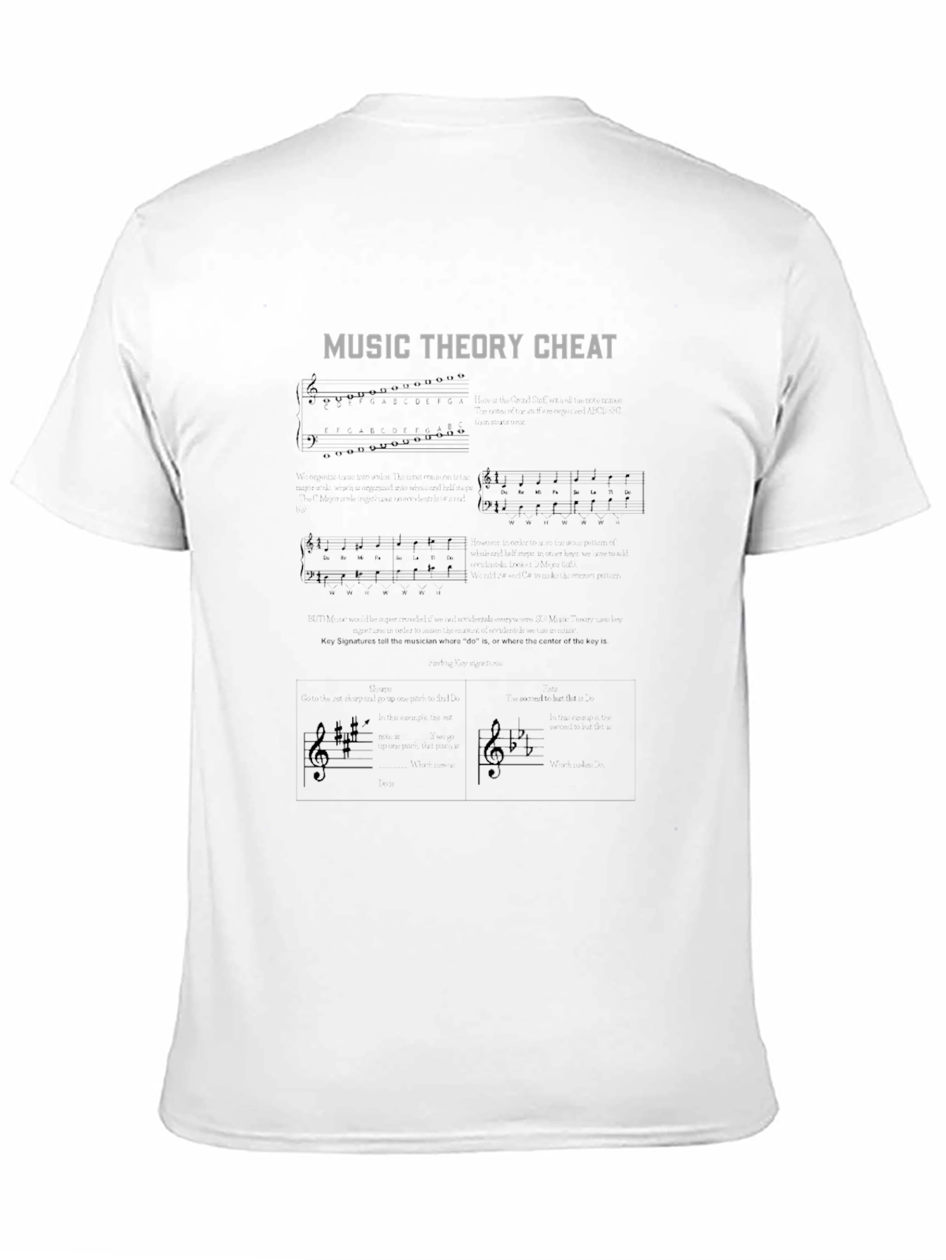 Music Theory Cheat Sheet Black T-Shirt