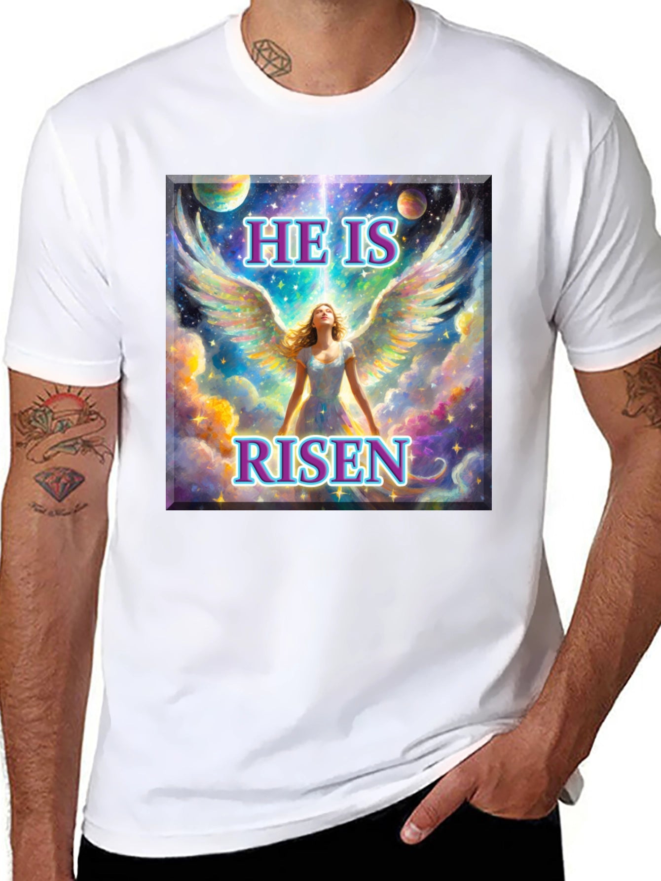 He is Risen Angel Wings T-Shirt
