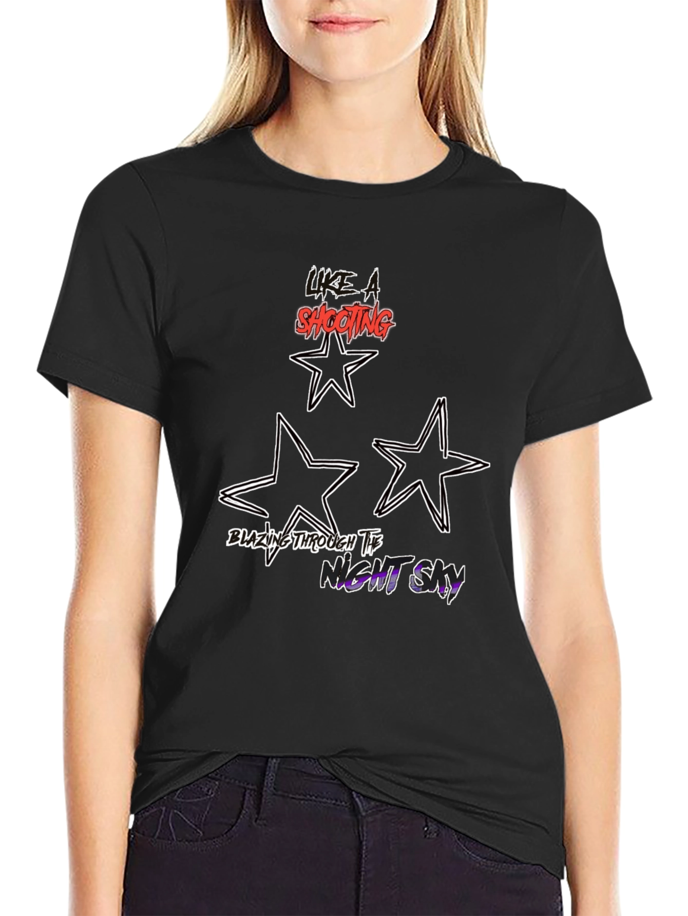Like a Shooting Star Black Graphic Tee