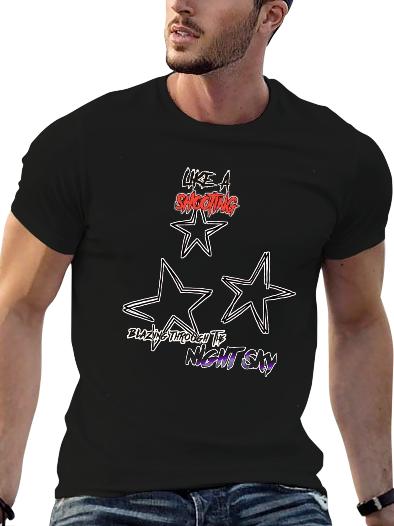 Like a Shooting Star Black Graphic Tee