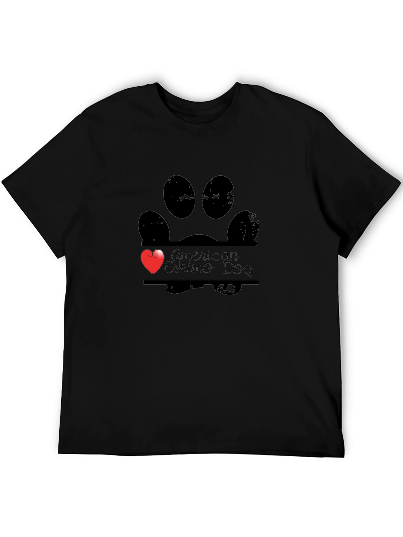 American Eskimo Dog Paw Print Heart T-Shirt