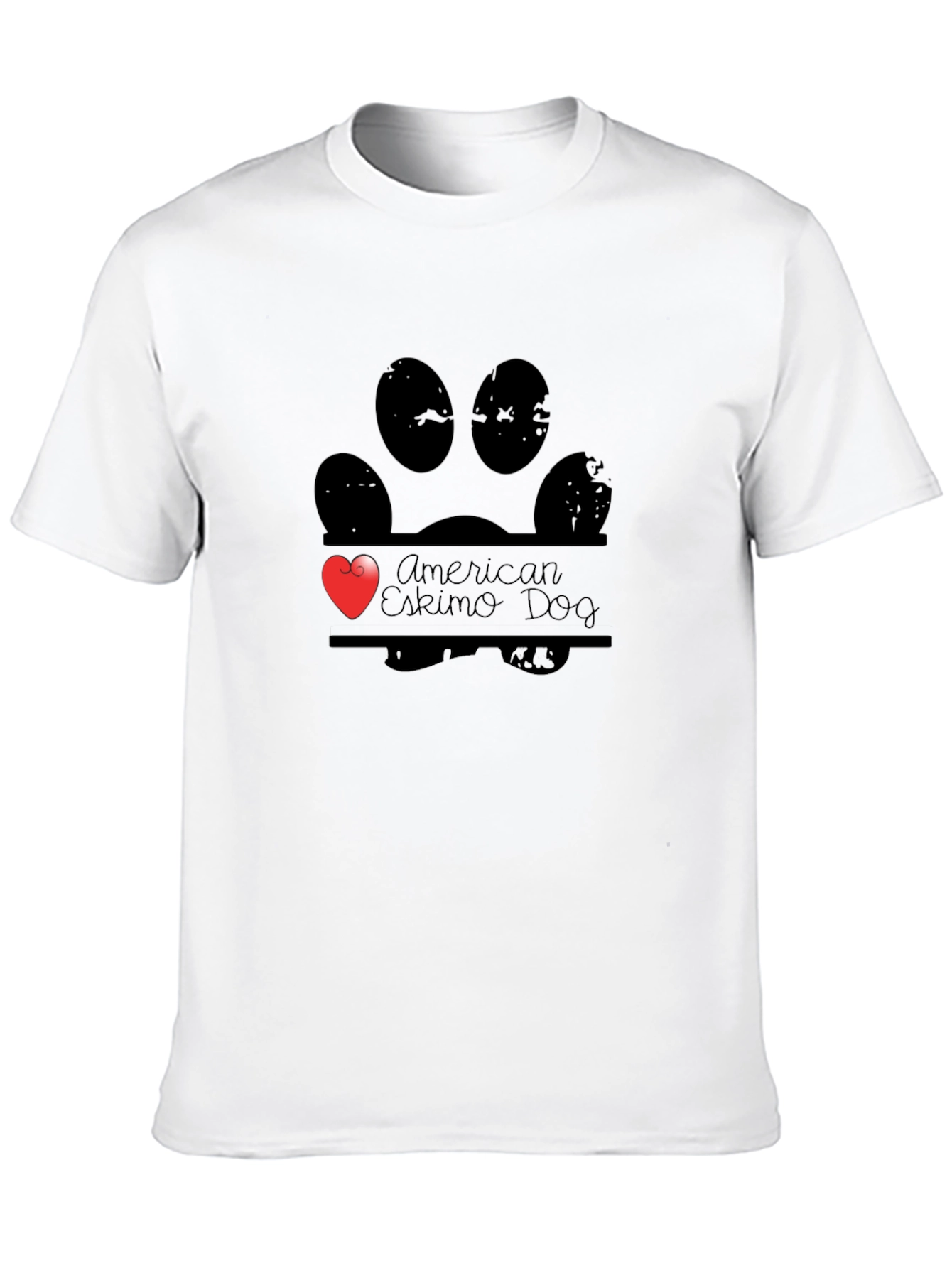 American Eskimo Dog Paw Print Heart T-Shirt
