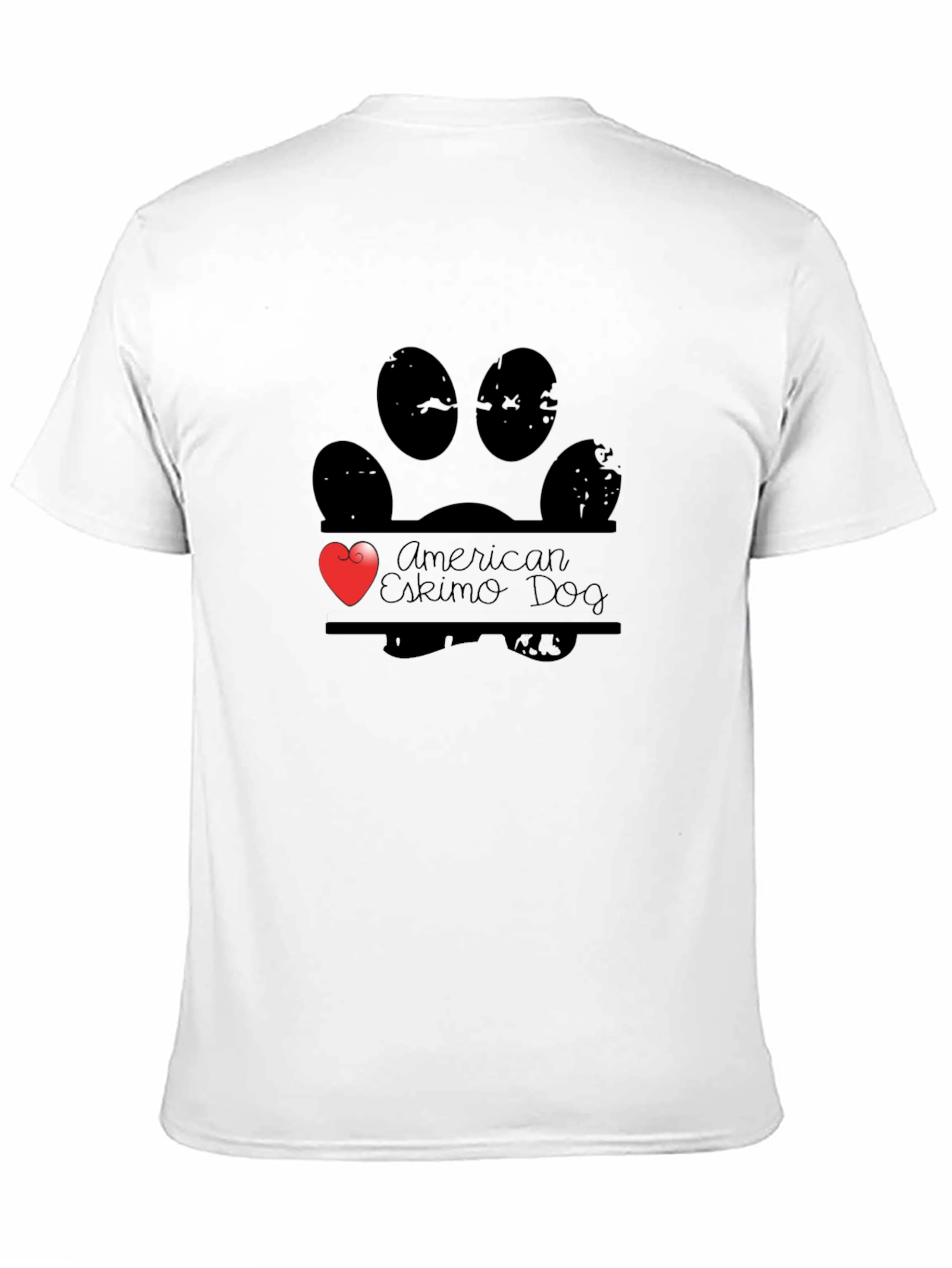 American Eskimo Dog Paw Print Heart T-Shirt