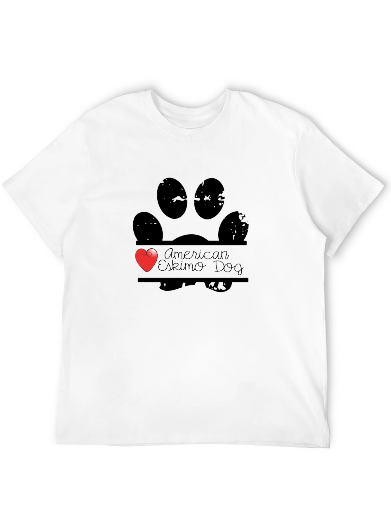 American Eskimo Dog Paw Print Heart T-Shirt