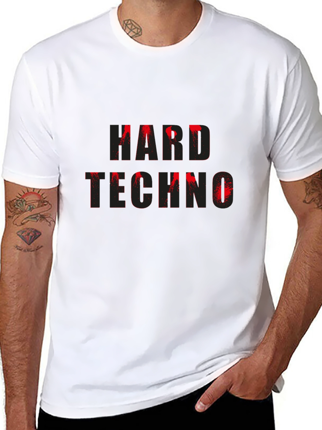 Hard Techno Graphic Print T-Shirt - Black
