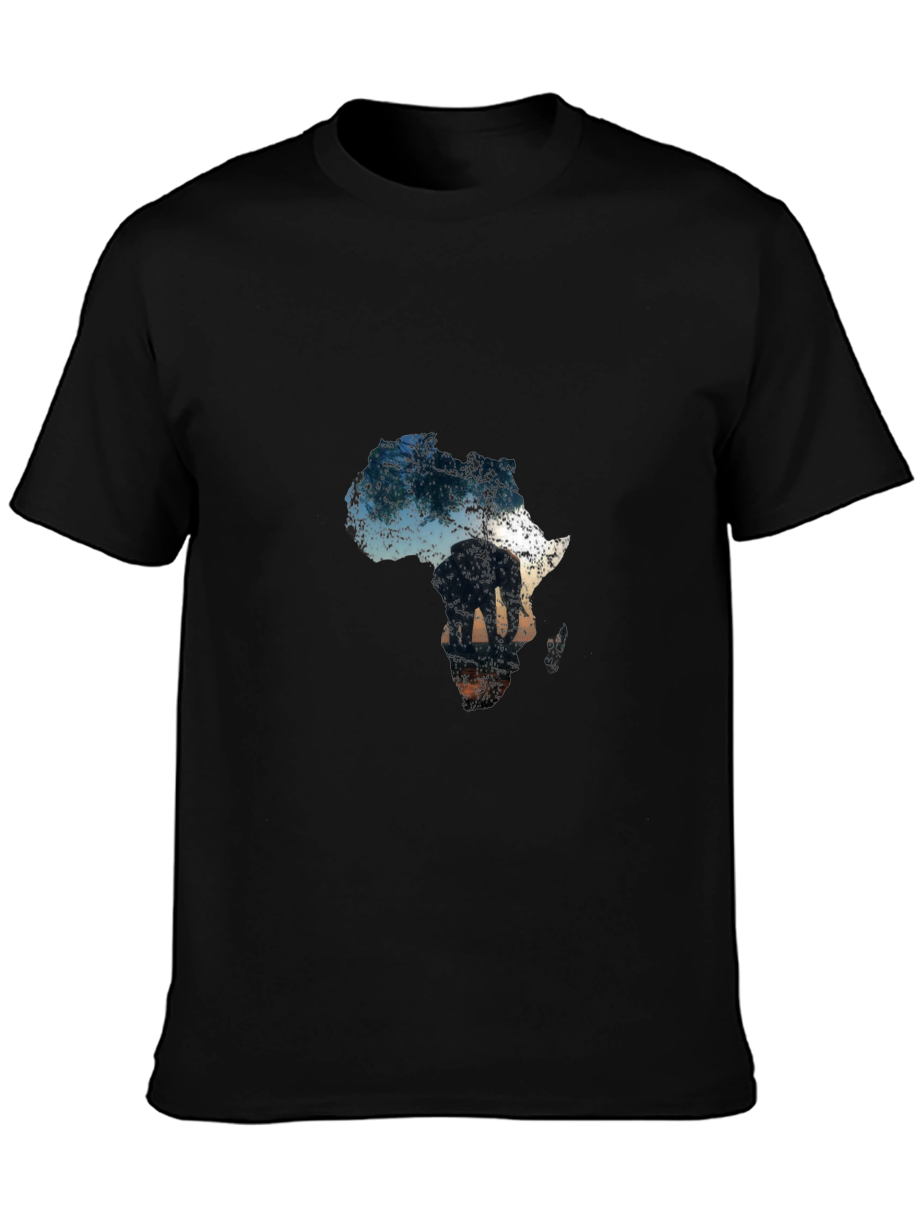 Africa Elephant Graphic Tee - Black Cotton Casual Shirt