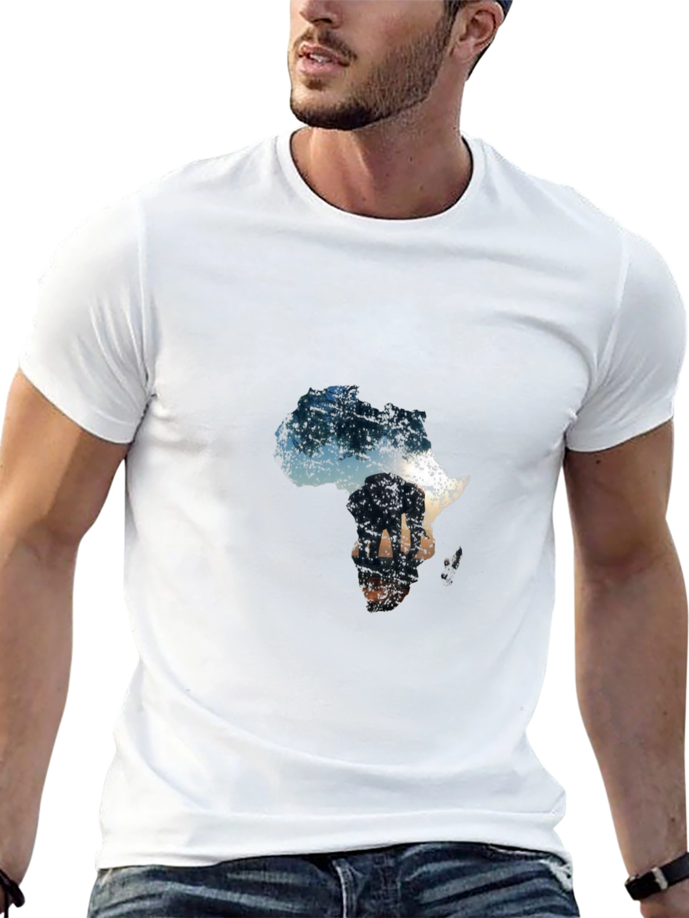 Africa Elephant Graphic Tee - Black Cotton Casual Shirt