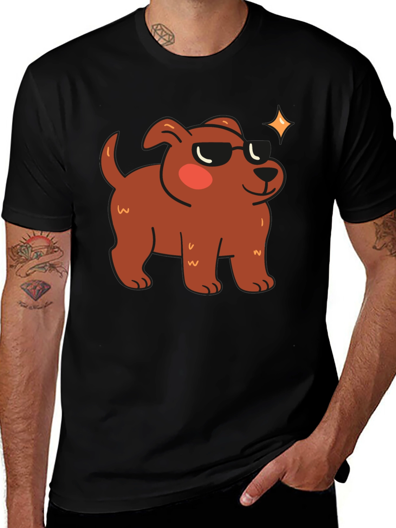 Cool Dog Graphic Tee - Black Casual Shirt