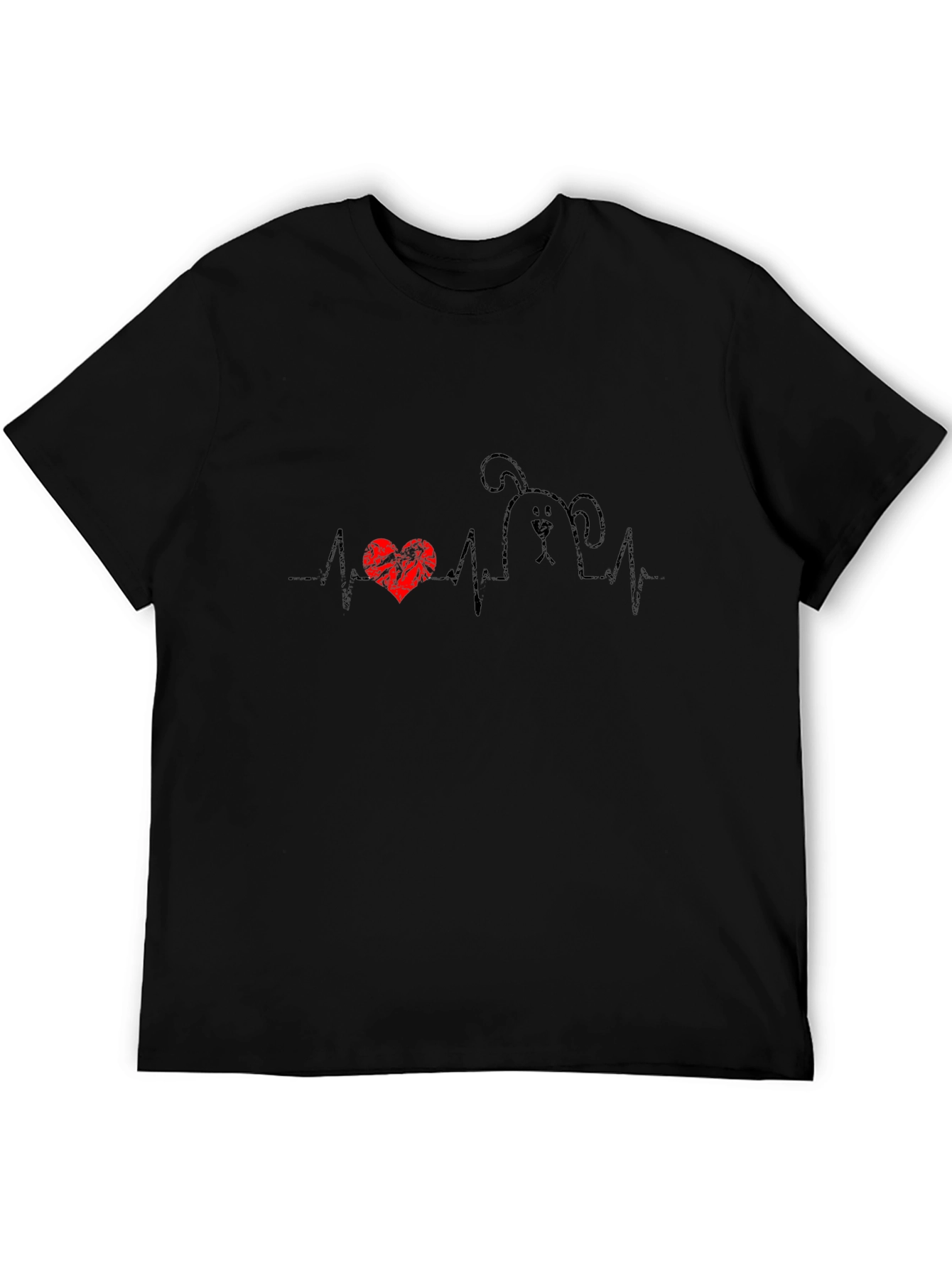 Dog Heartbeat Graphic Tee - Black T-Shirt