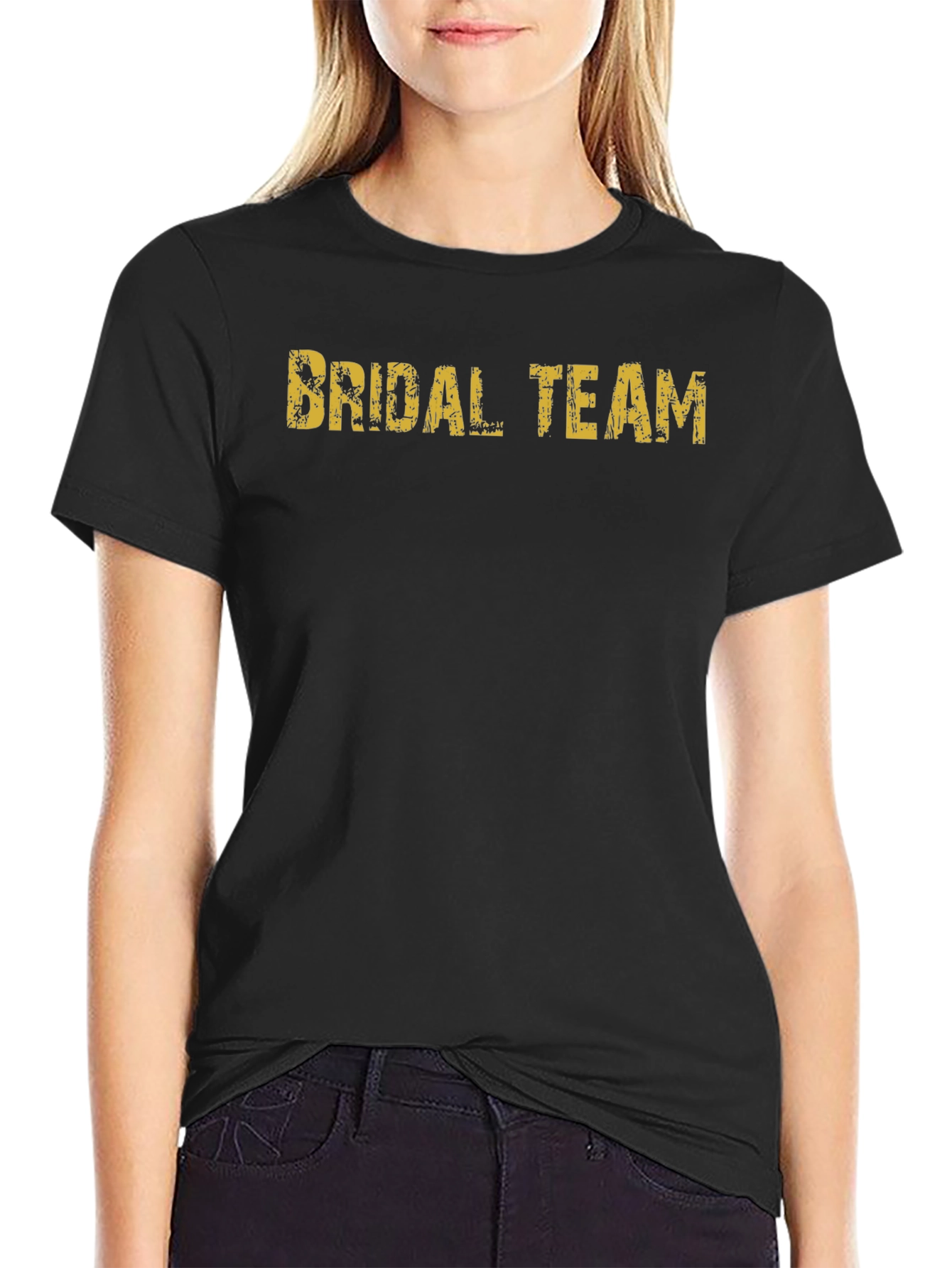 Bridal Team Graphic Tee - Black Crew Neck T-Shirt