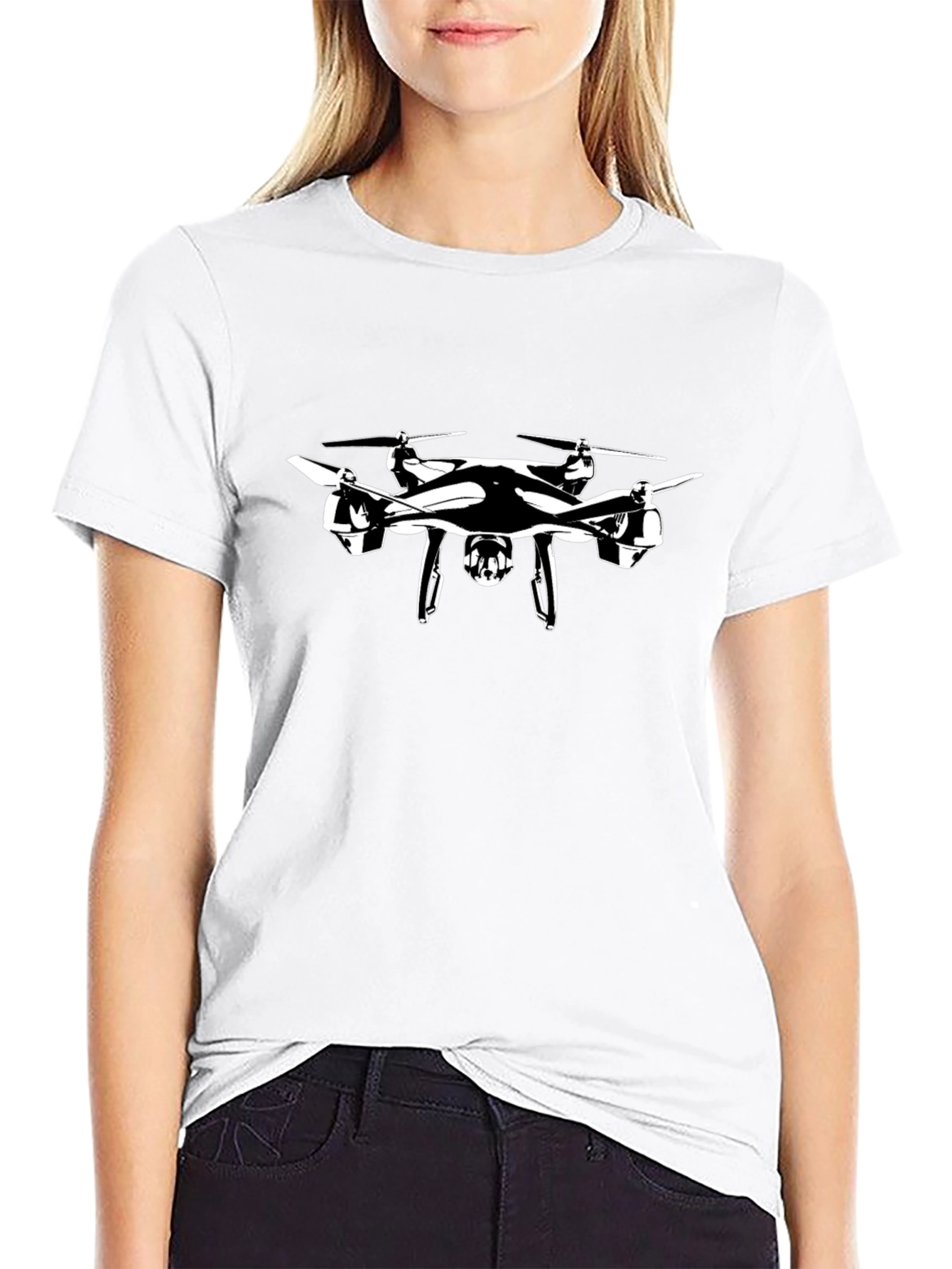 Drone Graphic T-Shirt - Black Cotton Tee