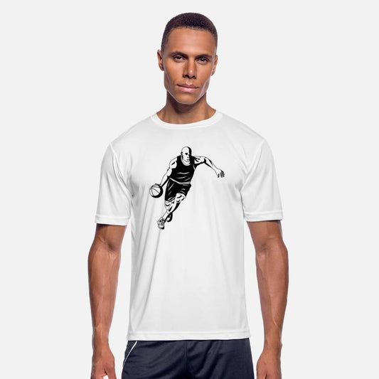 basketball player is running with the ball