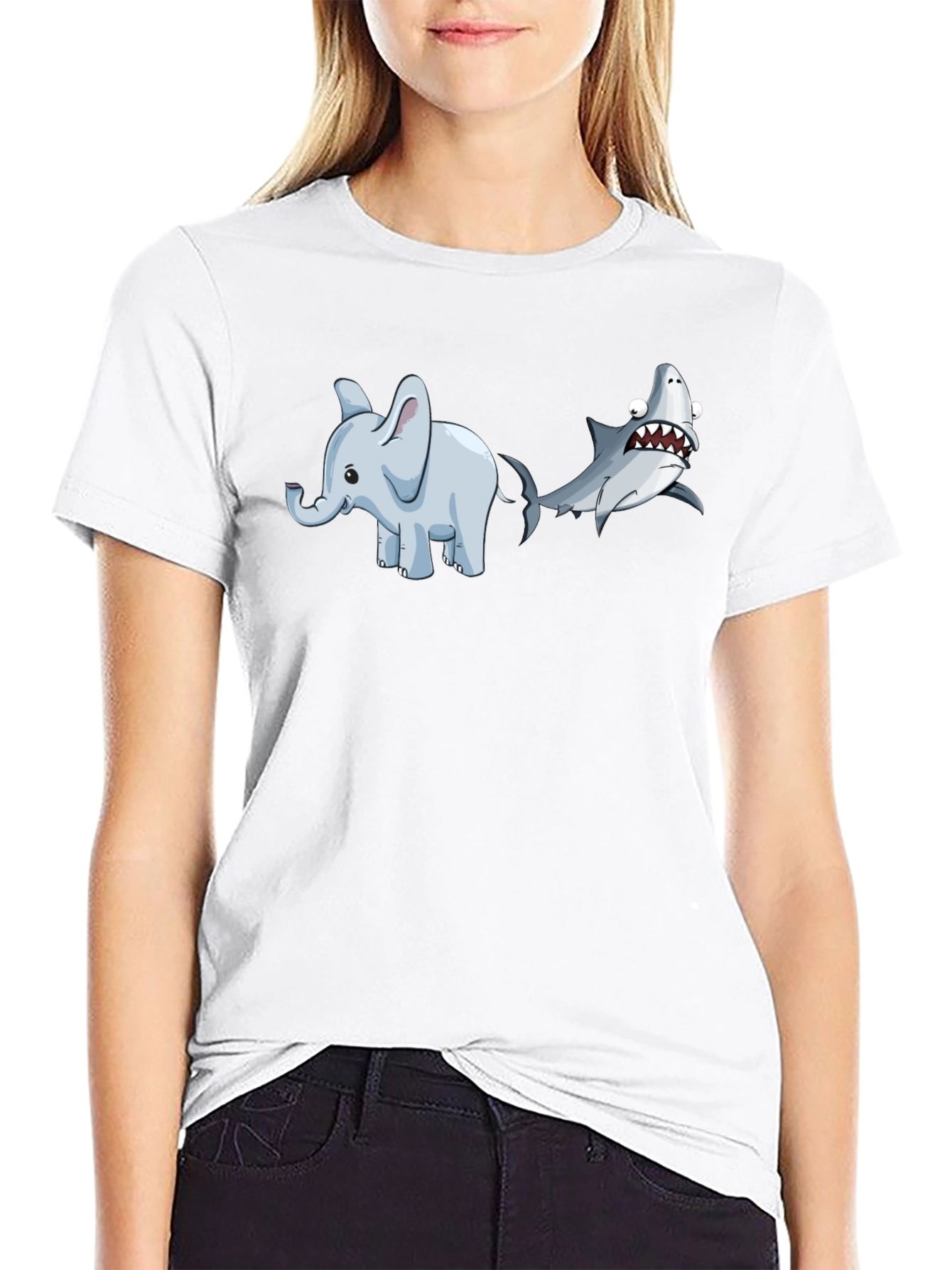 Elephant Shark T-Shirt - Humorous Animal Graphic Tee