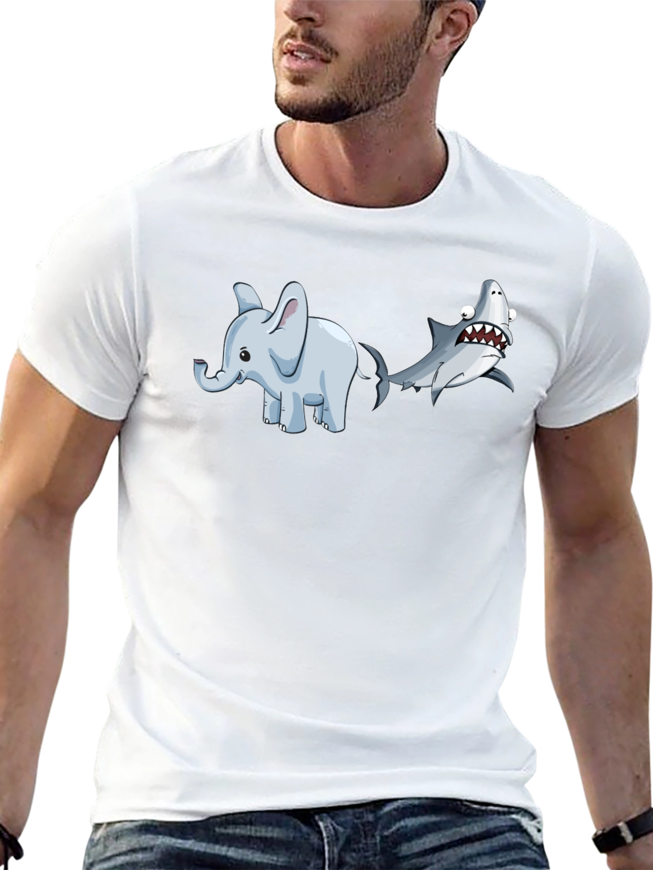 Elephant Shark T-Shirt - Humorous Animal Graphic Tee