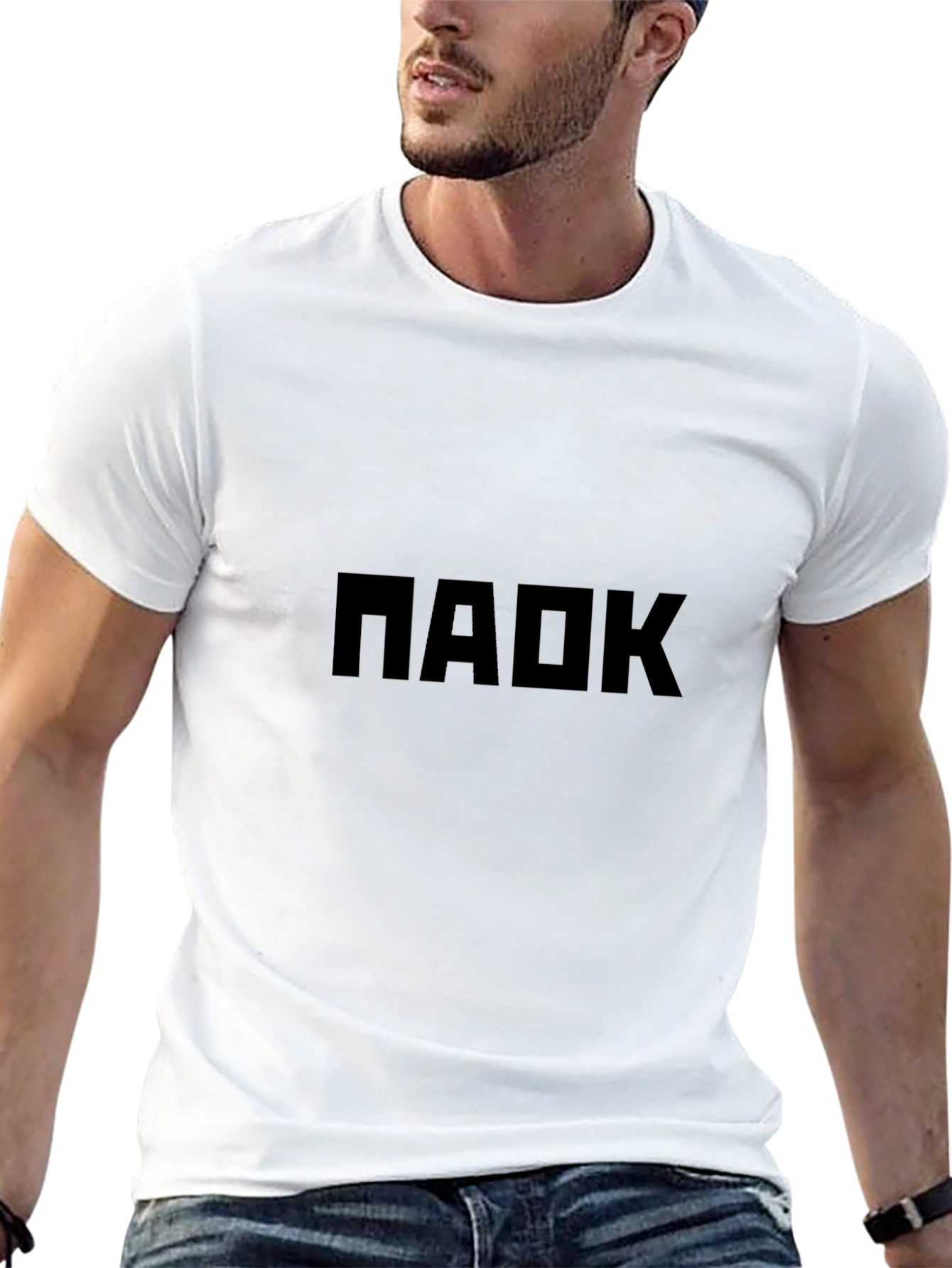 Mens Black T-Shirt with Bold Graphic Print