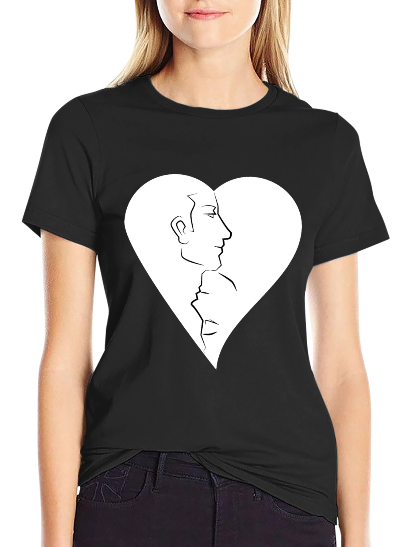 Heart Faces Graphic Tee - Black Casual Shirt