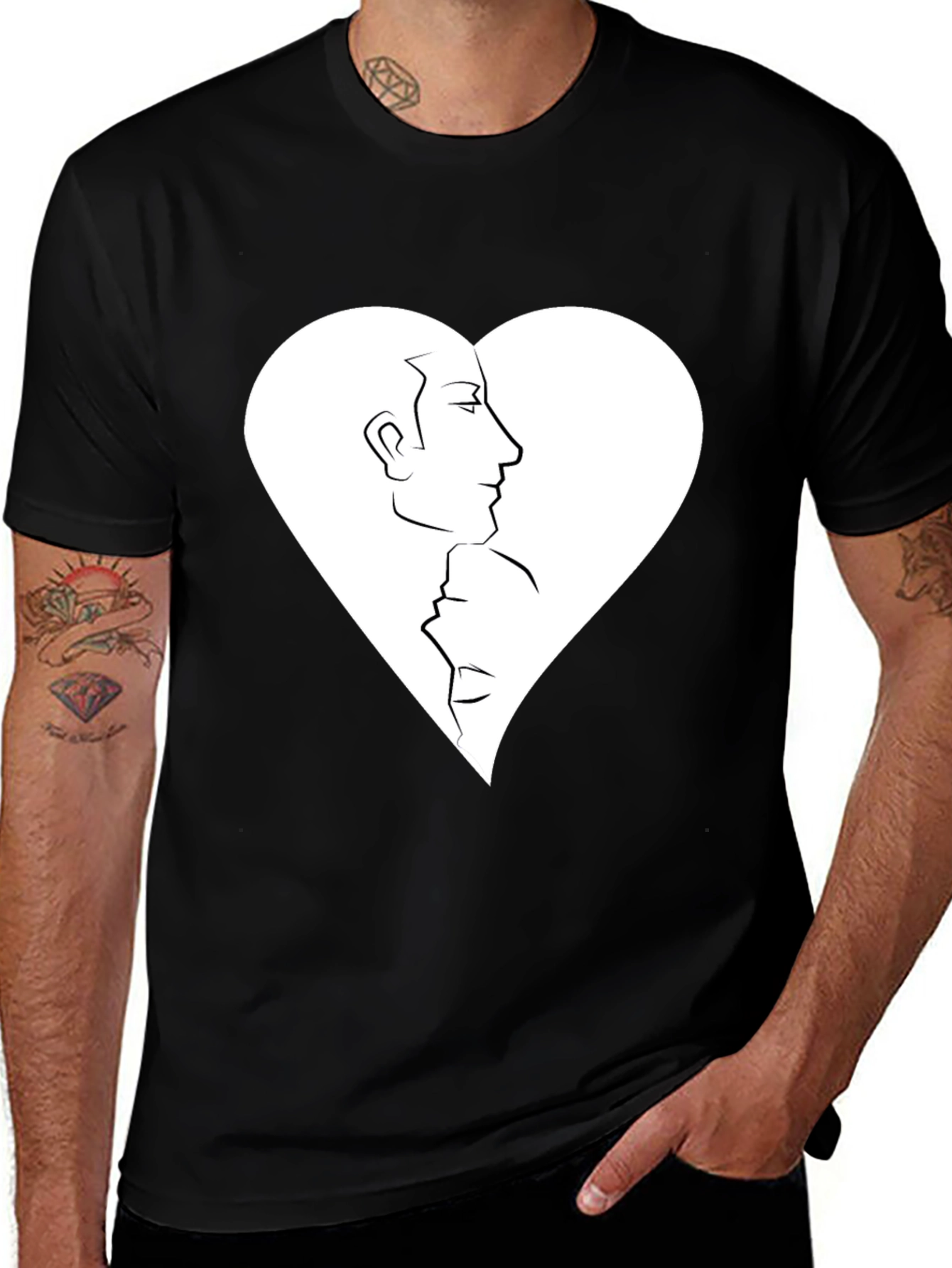 Heart Faces Graphic Tee - Black Casual Shirt