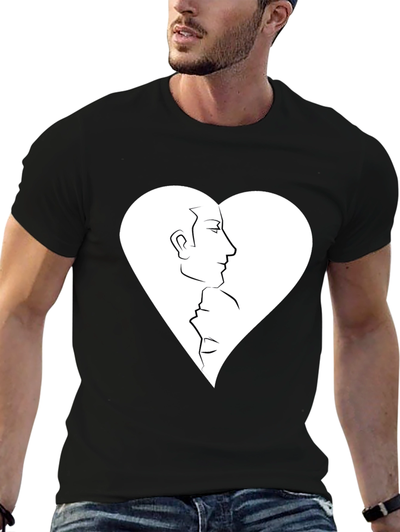 Heart Faces Graphic Tee - Black Casual Shirt