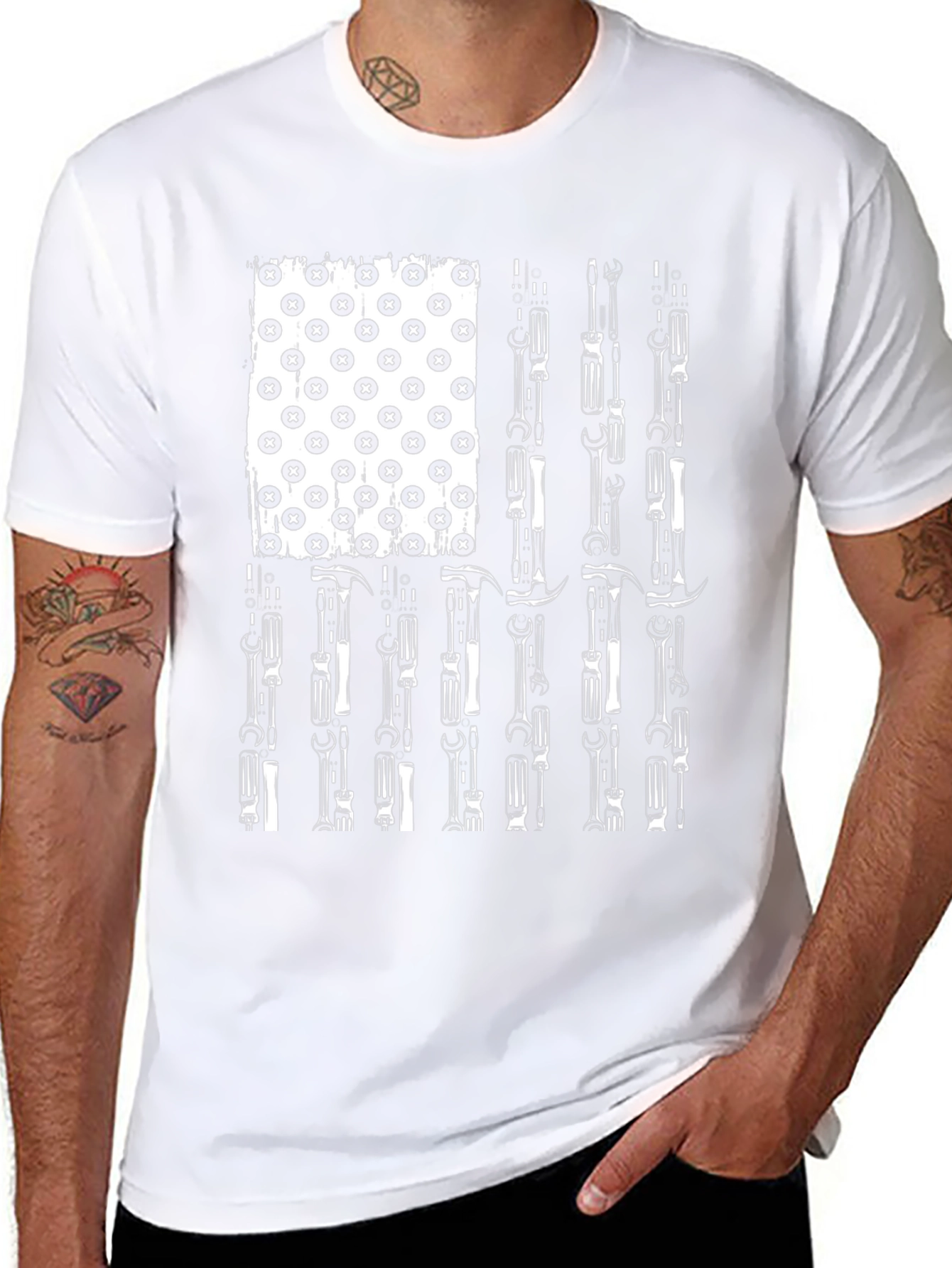 American Flag Mechanic Tools T-Shirt