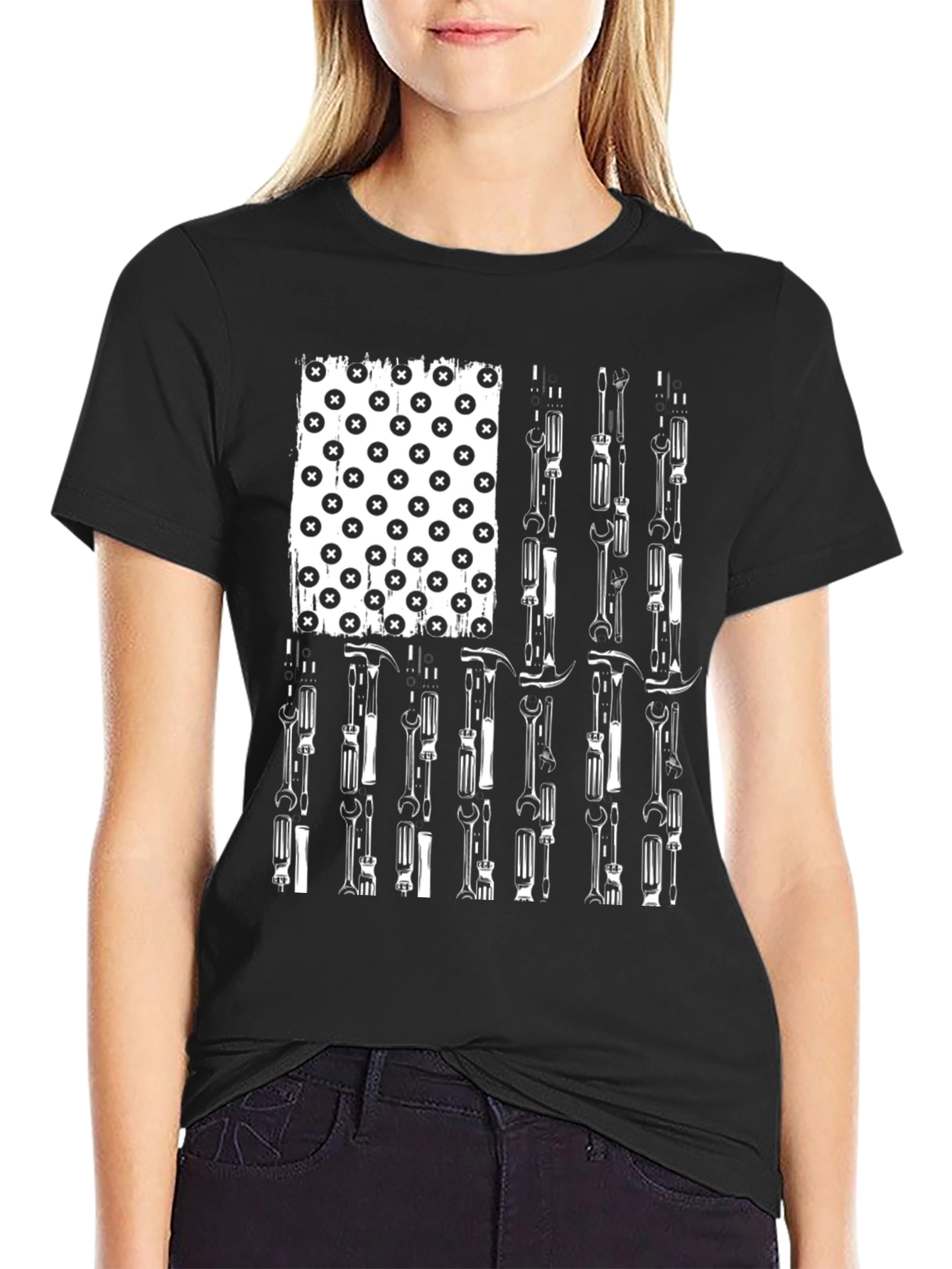 American Flag Mechanic Tools T-Shirt