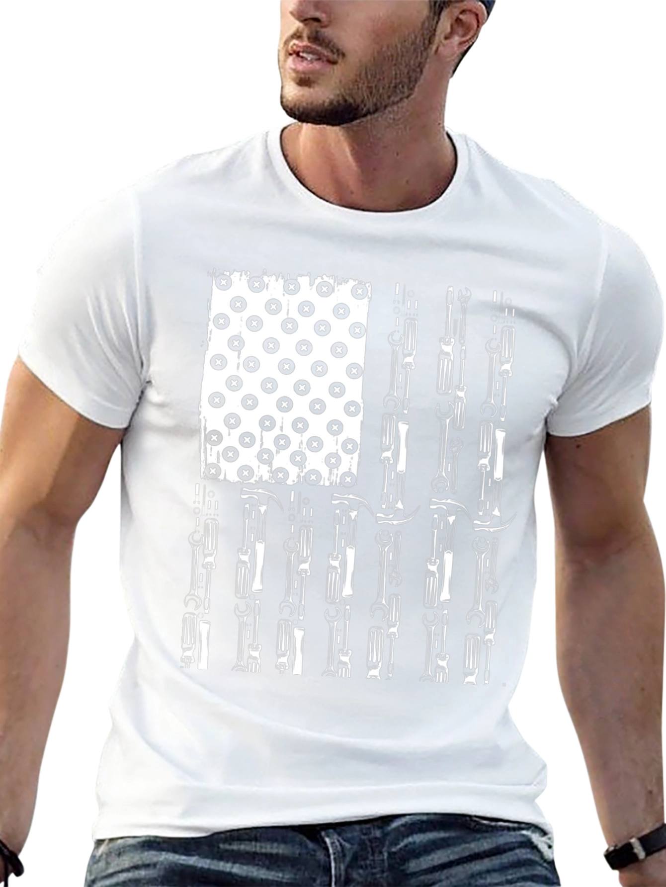 American Flag Mechanic Tools T-Shirt