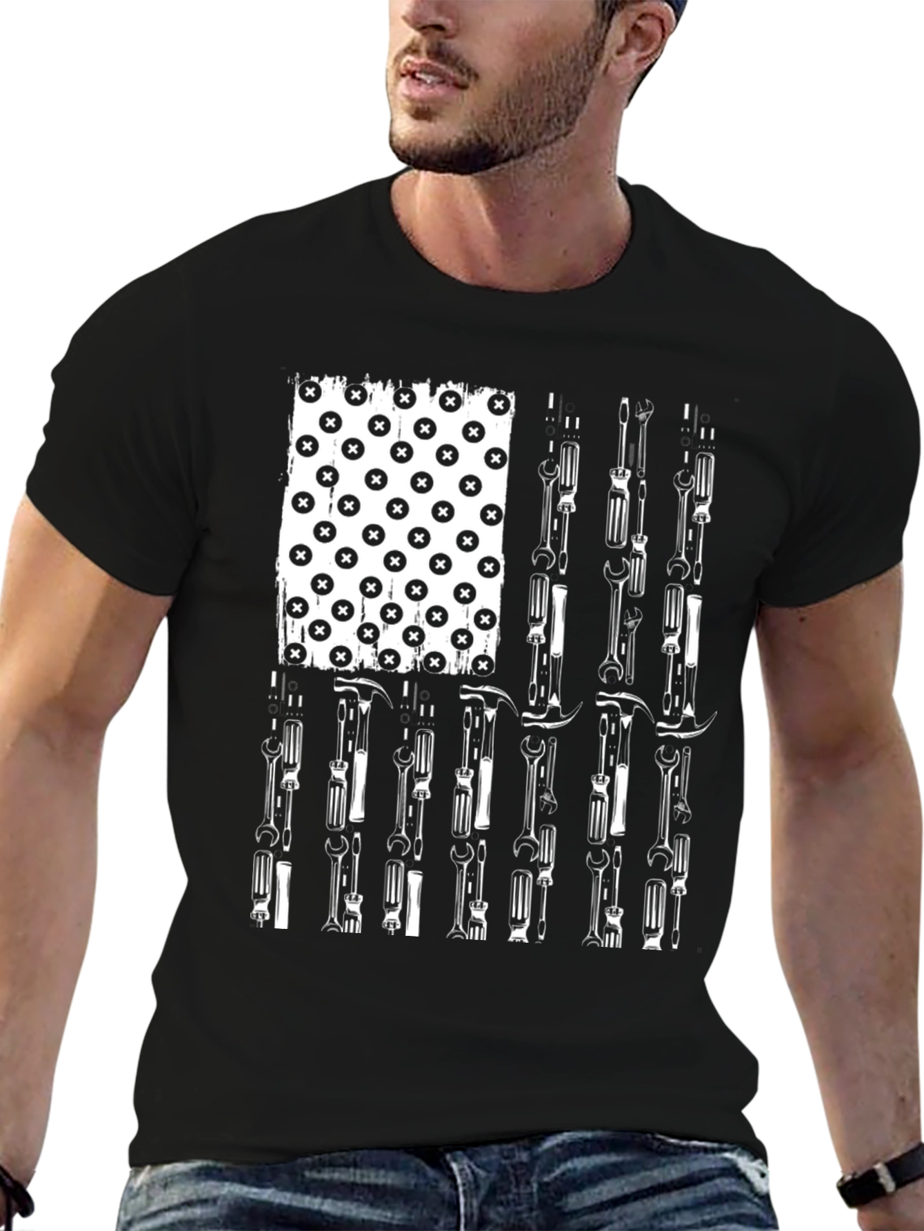 American Flag Mechanic Tools T-Shirt