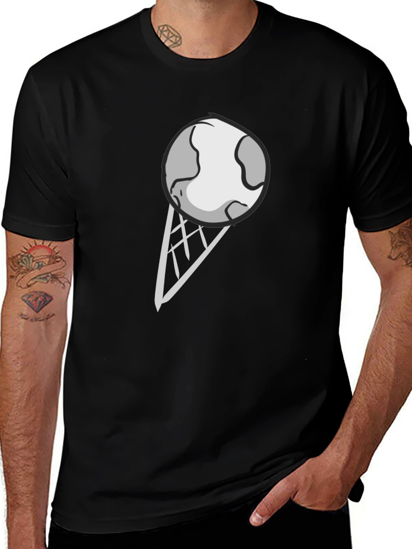 Earth Ice Cream Cone Graphic T-Shirt