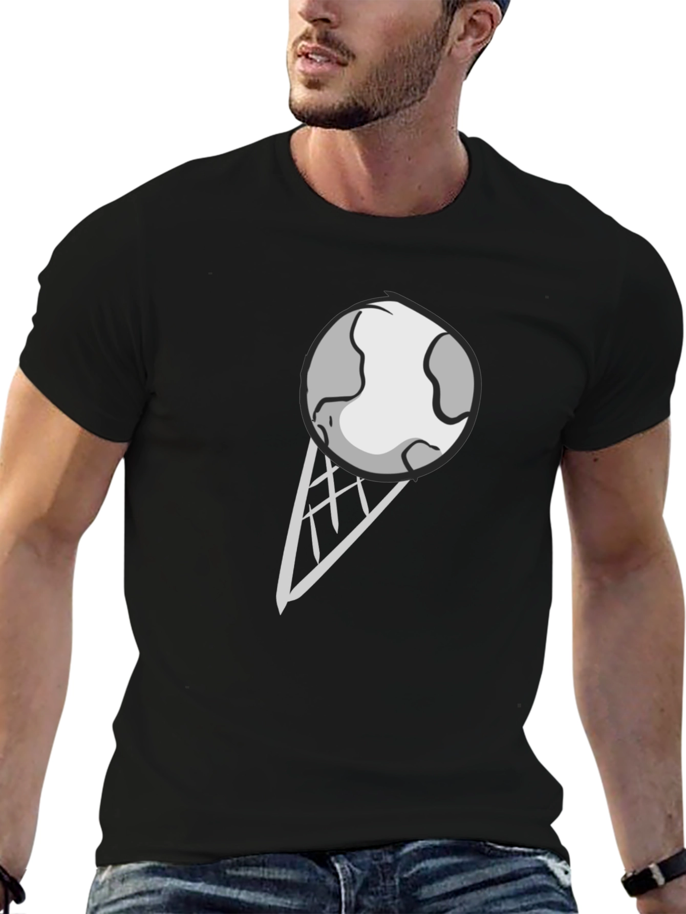 Earth Ice Cream Cone Graphic T-Shirt