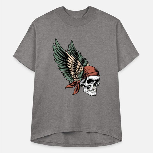 Biker Skull With Feathered Wings Right Facing
