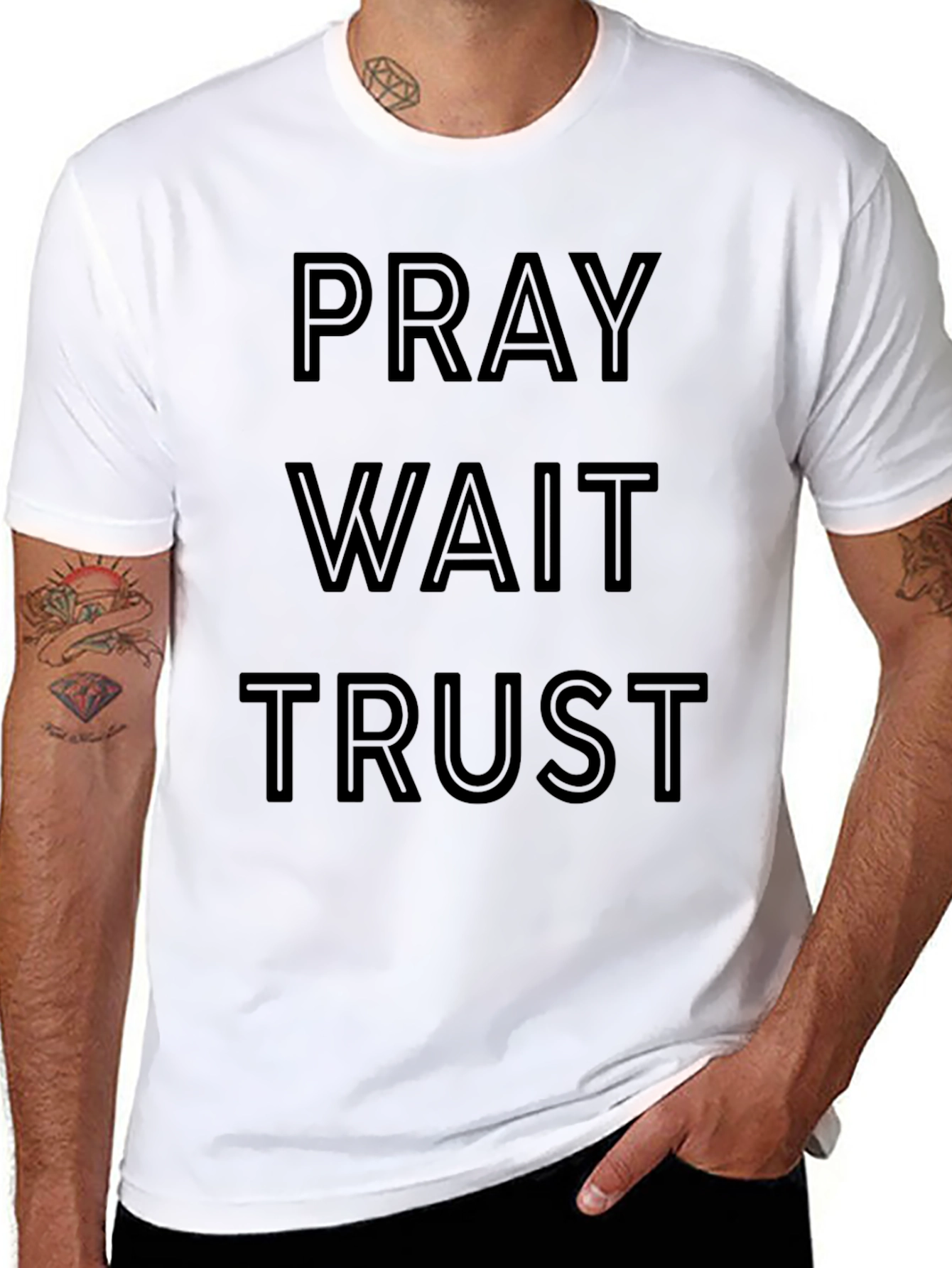 Pray Wait Trust T-Shirt - Inspirational Tee