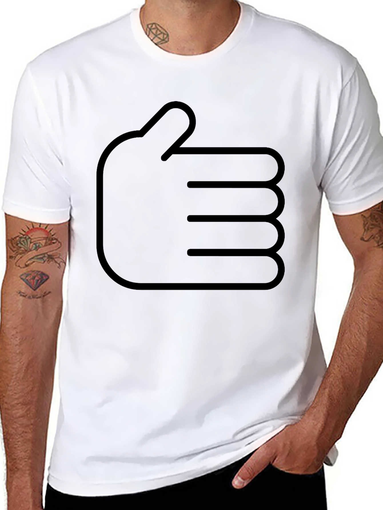 Thumbs Up Black Graphic Tee - Modern Casual Style
