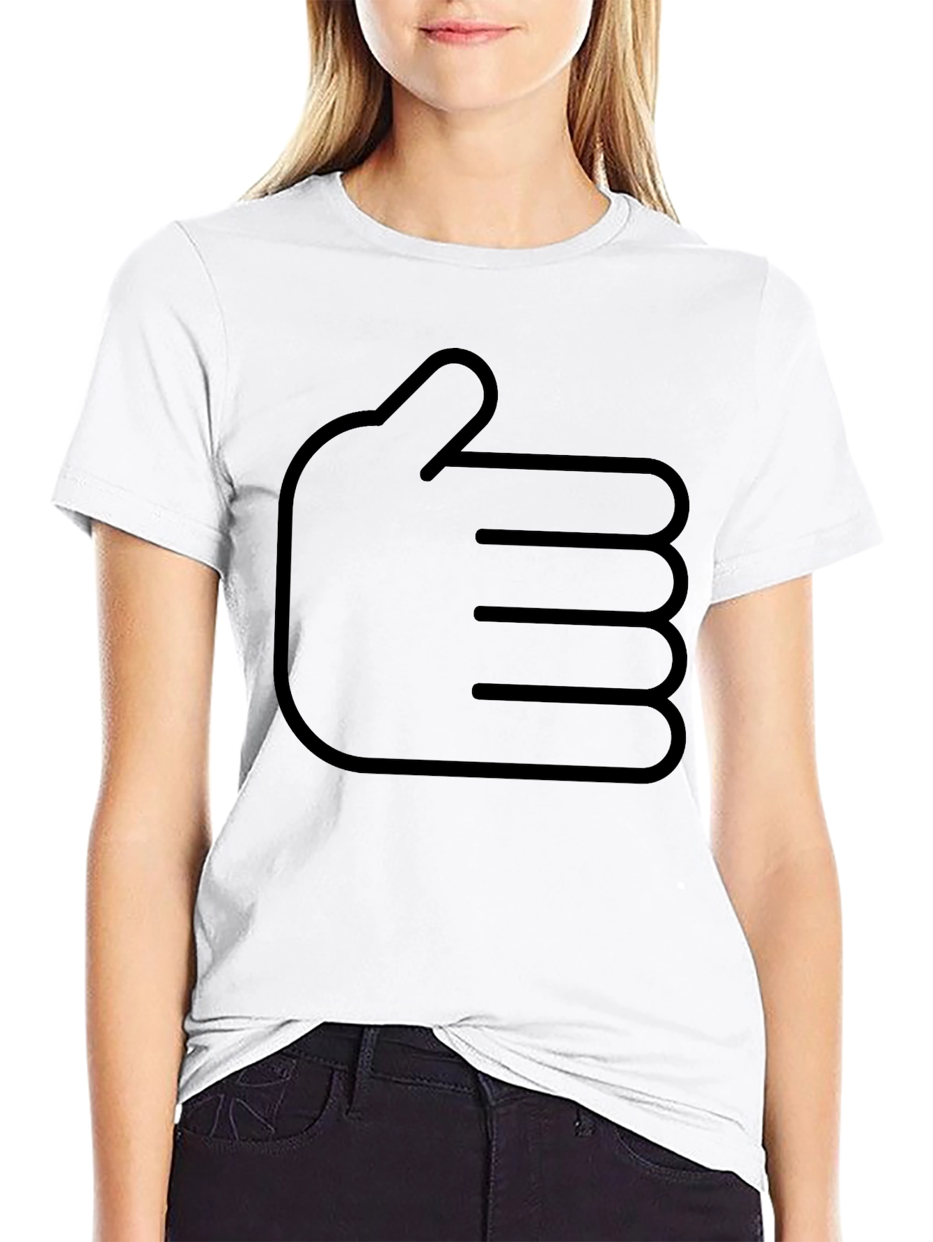 Thumbs Up Black Graphic Tee - Modern Casual Style
