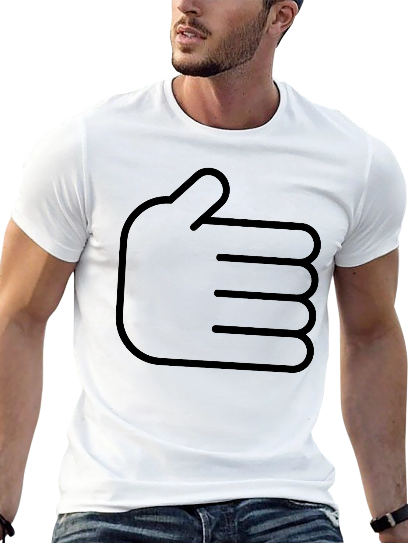 Thumbs Up Black Graphic Tee - Modern Casual Style