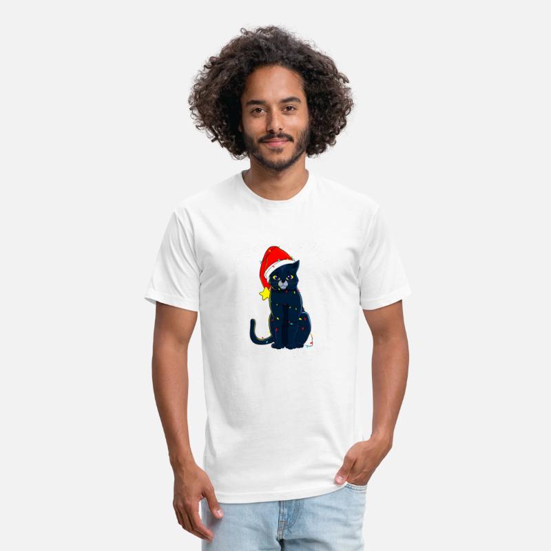 Black Cat Christmas Tree Lights Holiday Cats Lover