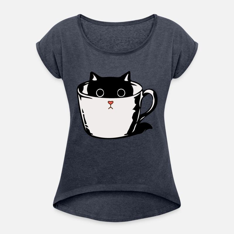 Black kitten with red nose hiding in a cup