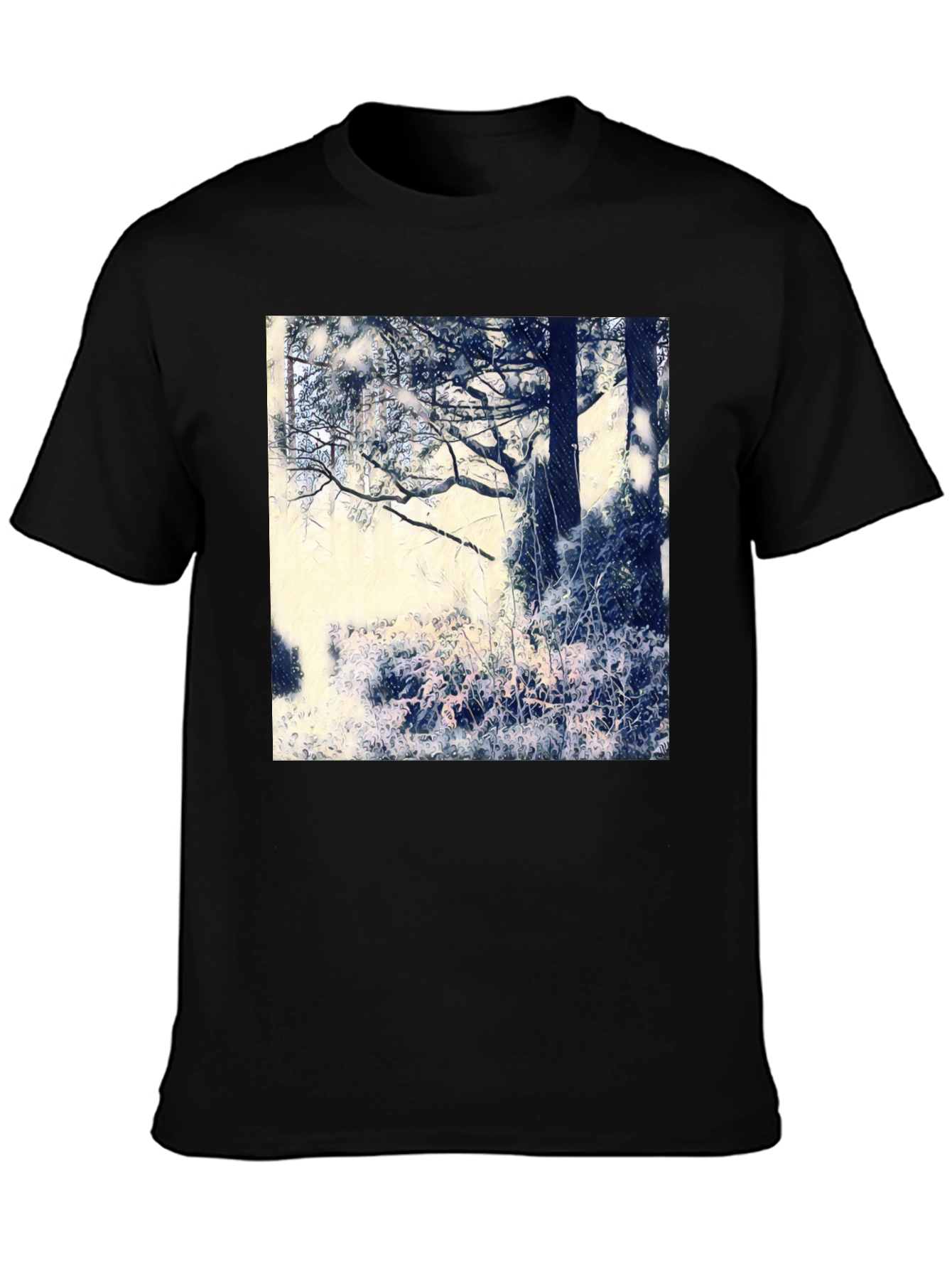 Artistic Nature Scene Black T-Shirt