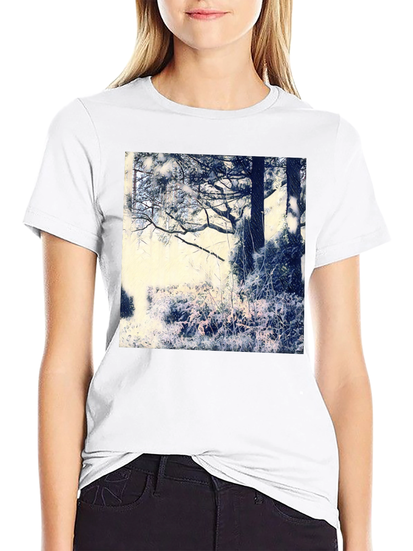 Artistic Nature Scene Black T-Shirt