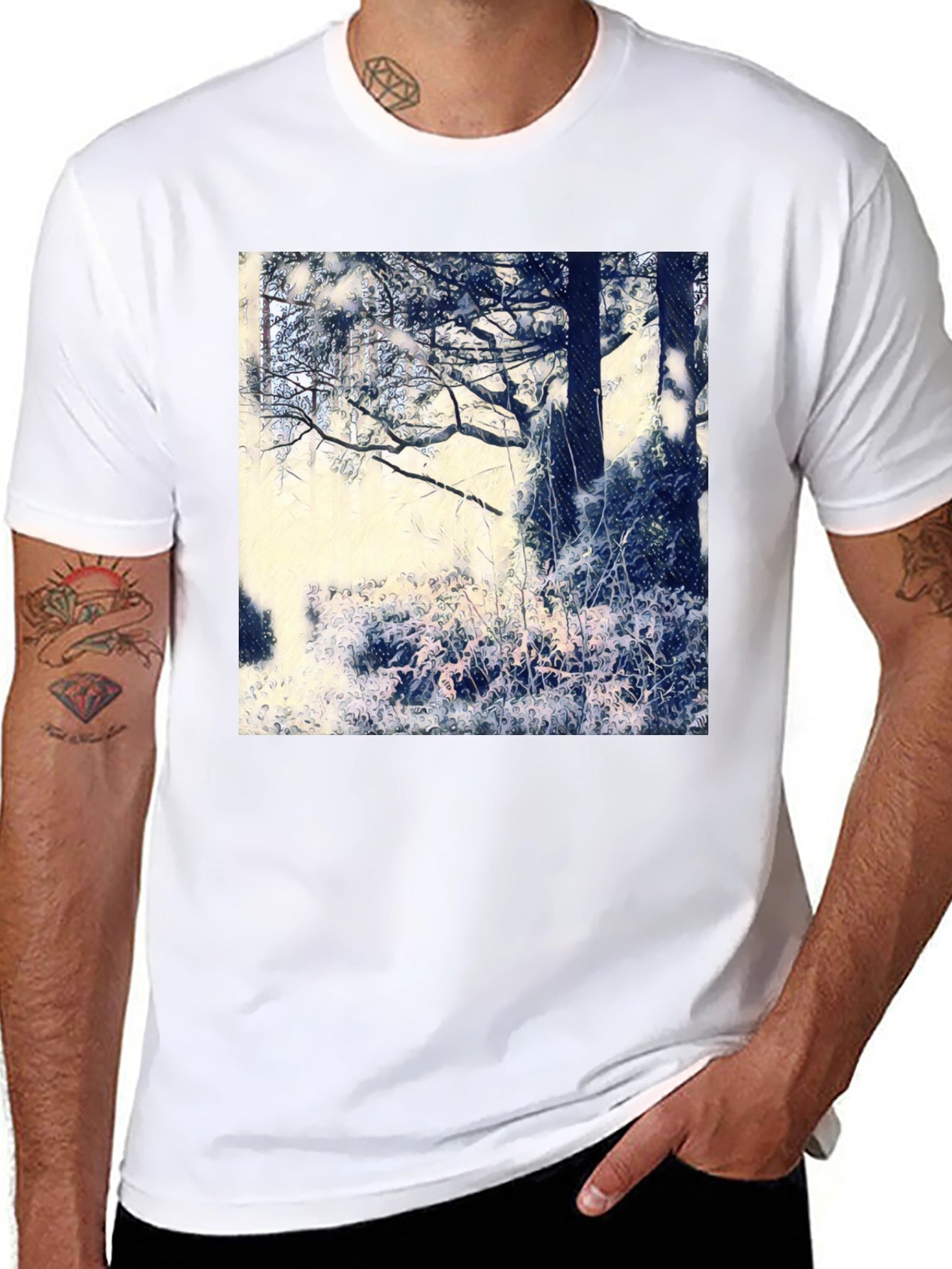 Artistic Nature Scene Black T-Shirt