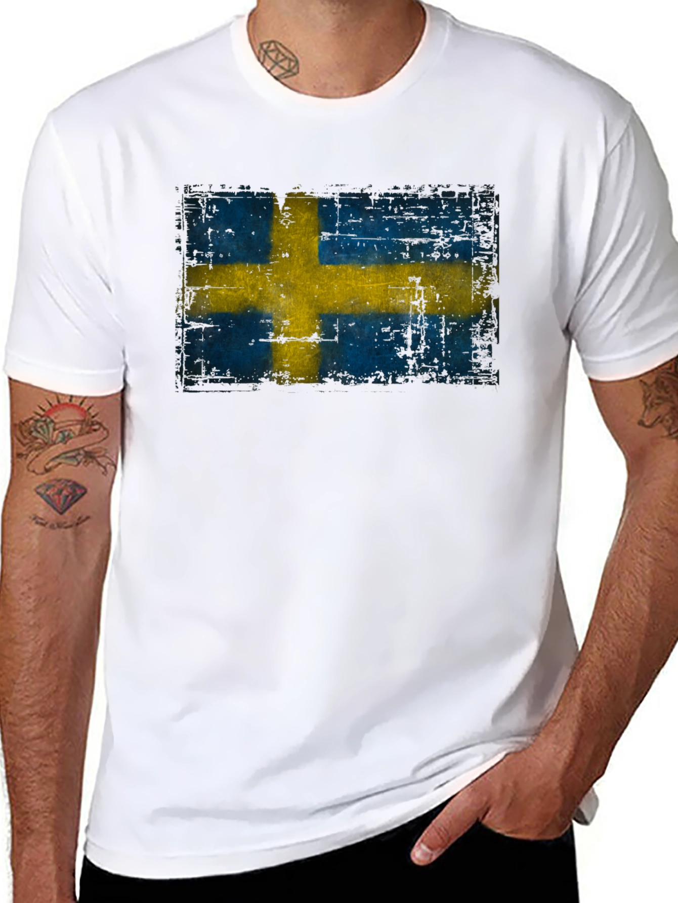 Sweden Flag T-Shirt - Distressed Graphic Tee
