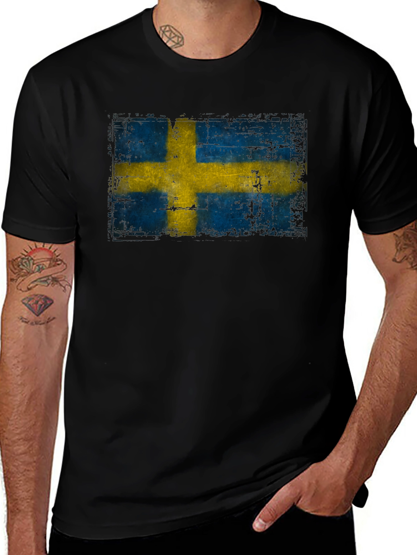Sweden Flag T-Shirt - Distressed Graphic Tee