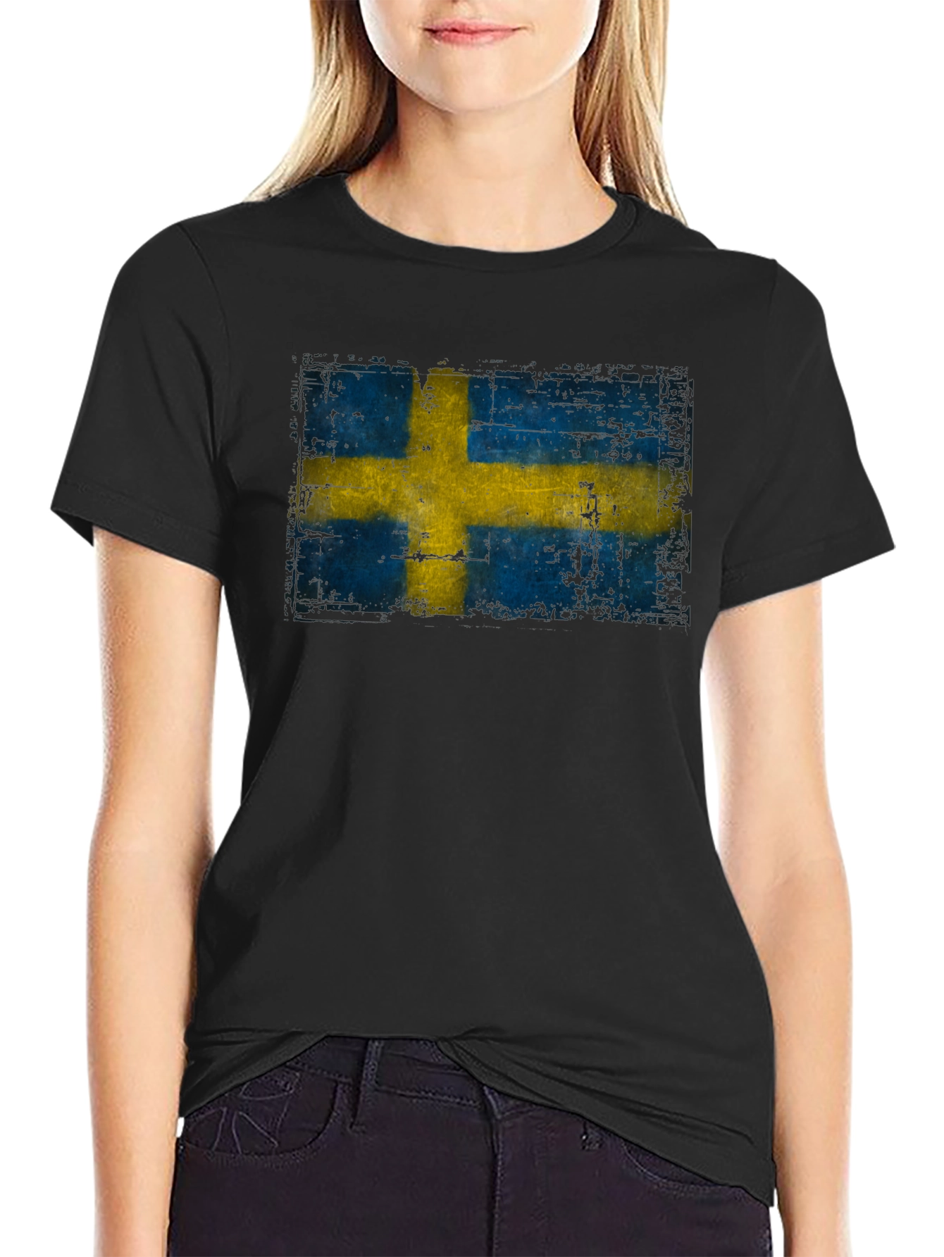 Sweden Flag T-Shirt - Distressed Graphic Tee