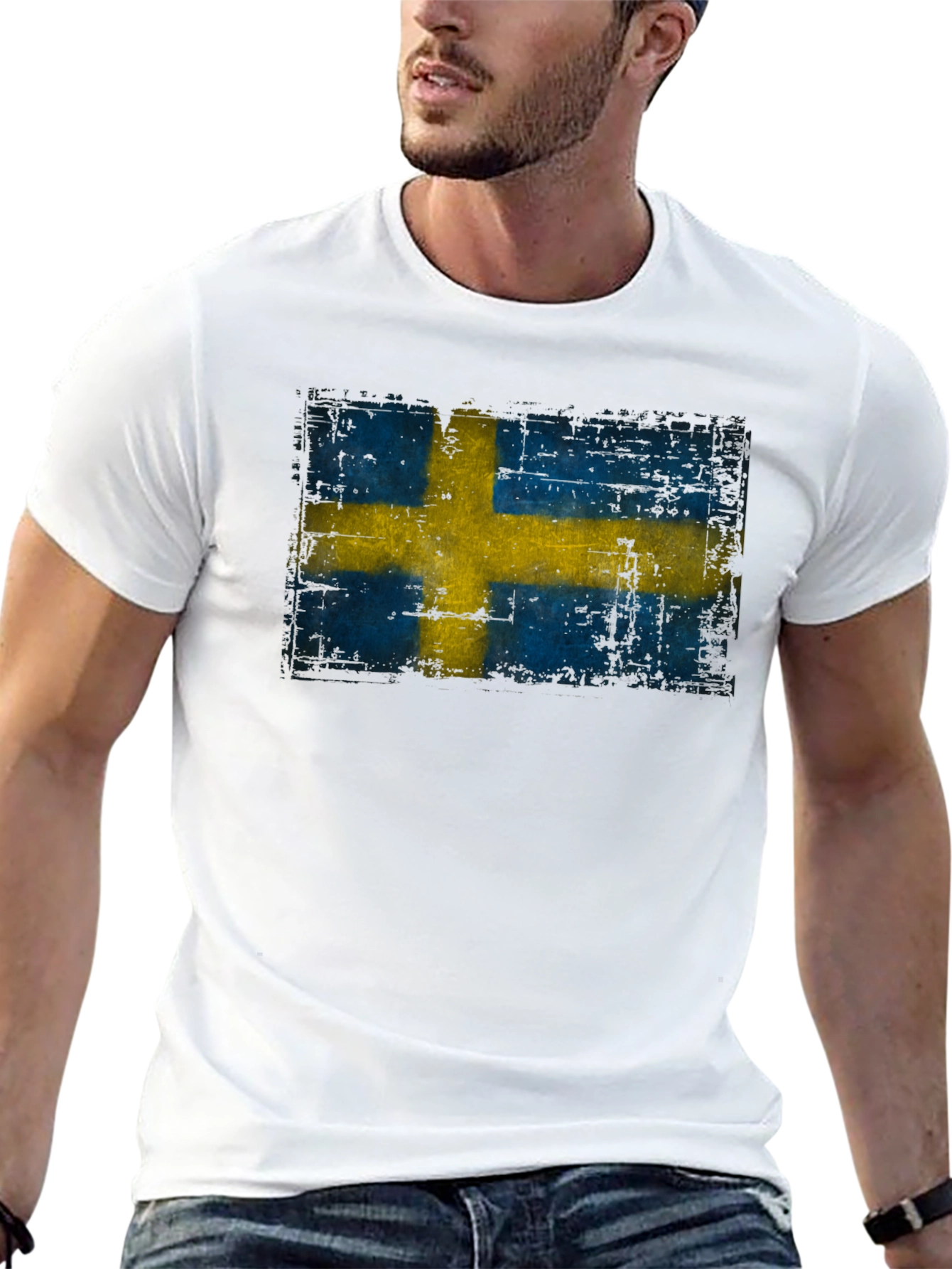 Sweden Flag T-Shirt - Distressed Graphic Tee