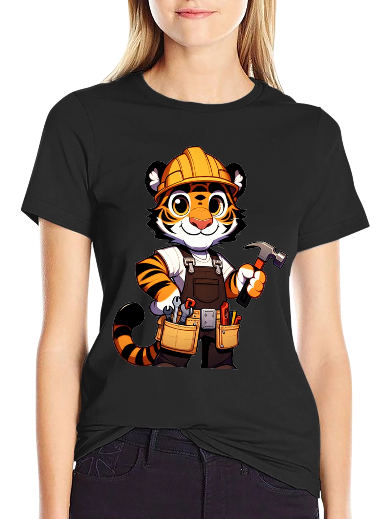 Tiger Builder Graphic Tee - Cartoon Construction
