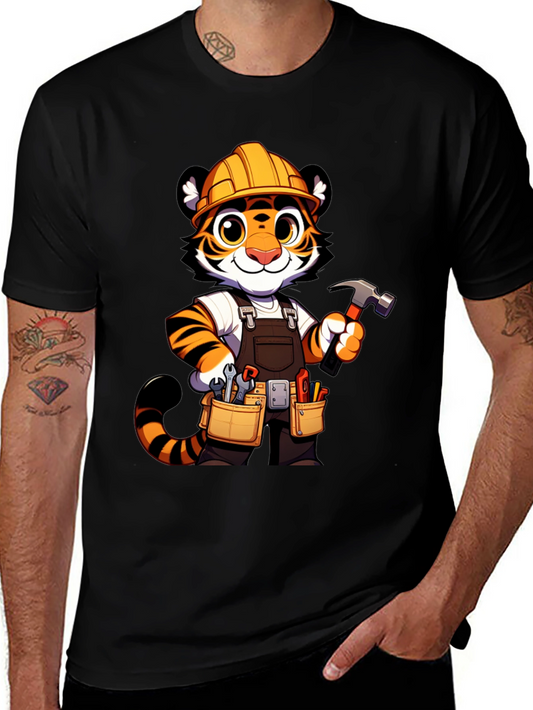 Tiger Builder Graphic Tee - Cartoon Construction