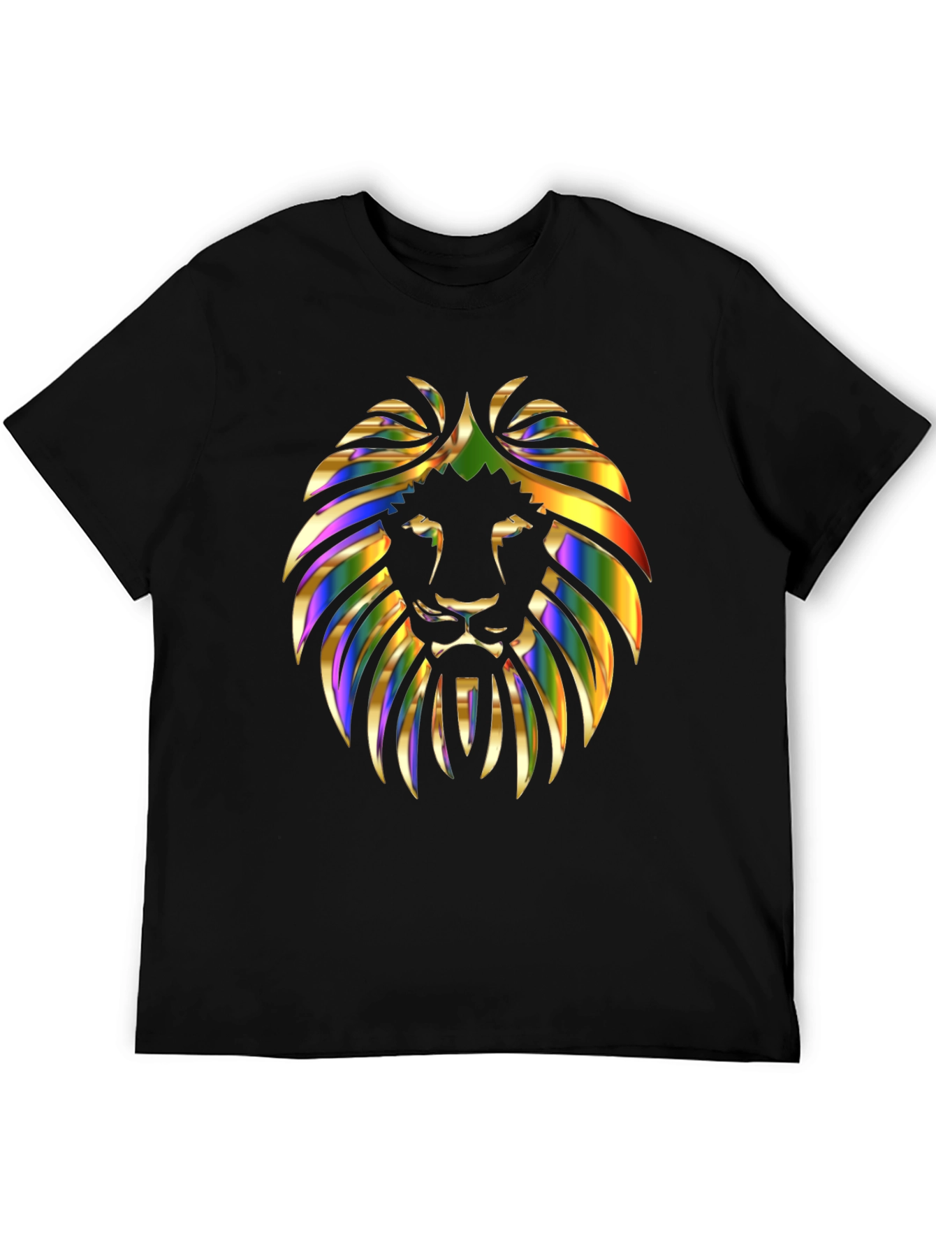 Vibrant Lion Graphic Print Mens Black T-Shirt