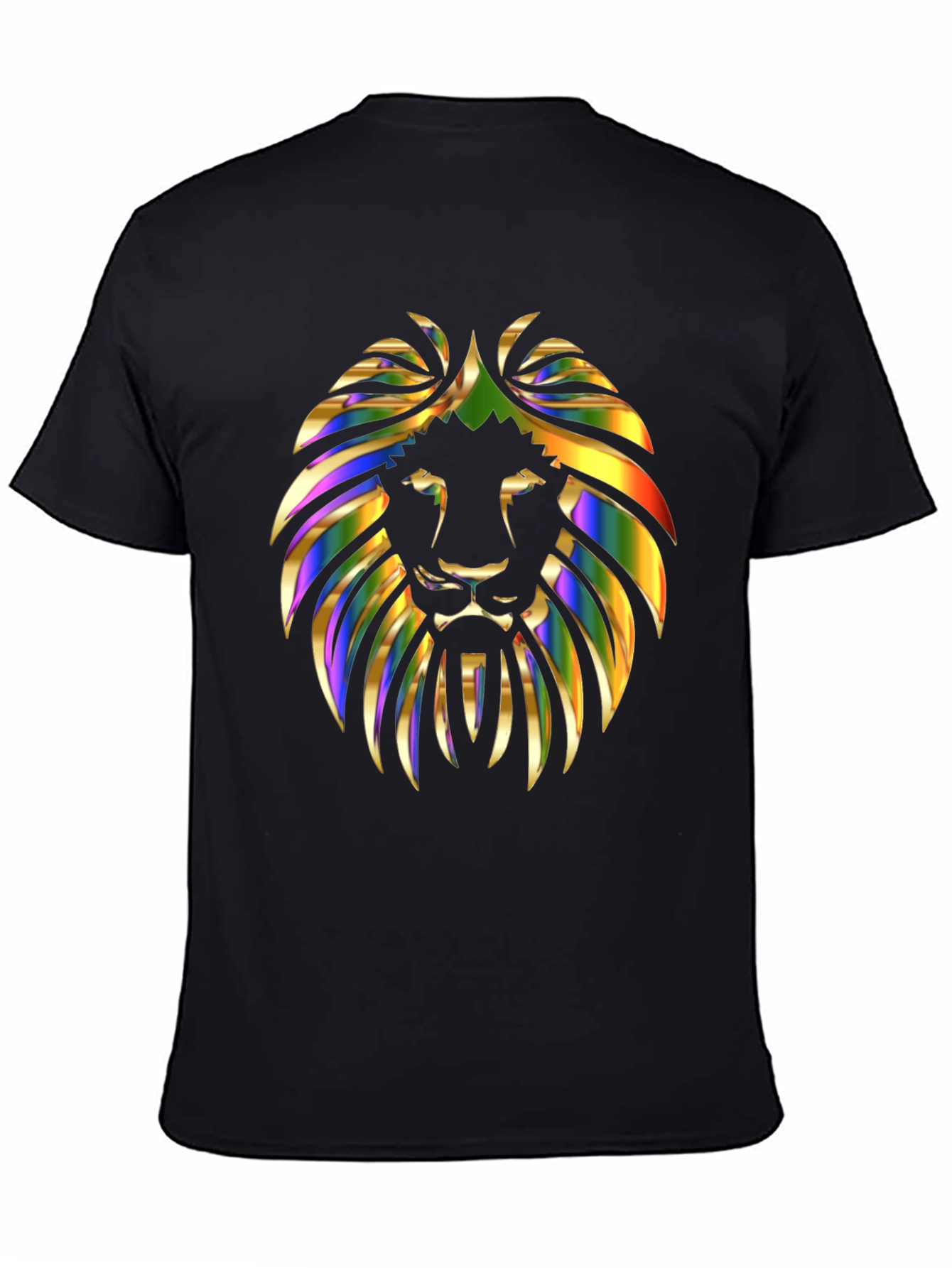 Vibrant Lion Graphic Print Mens Black T-Shirt