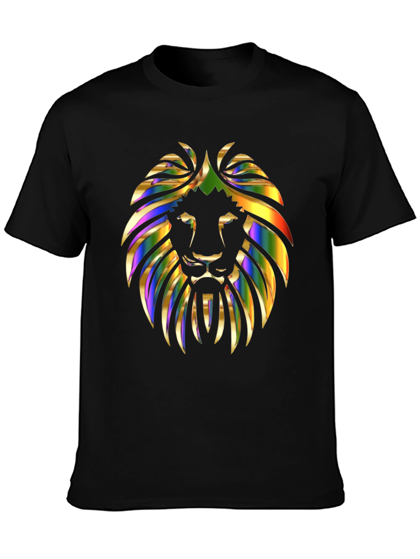 Vibrant Lion Graphic Print Mens Black T-Shirt