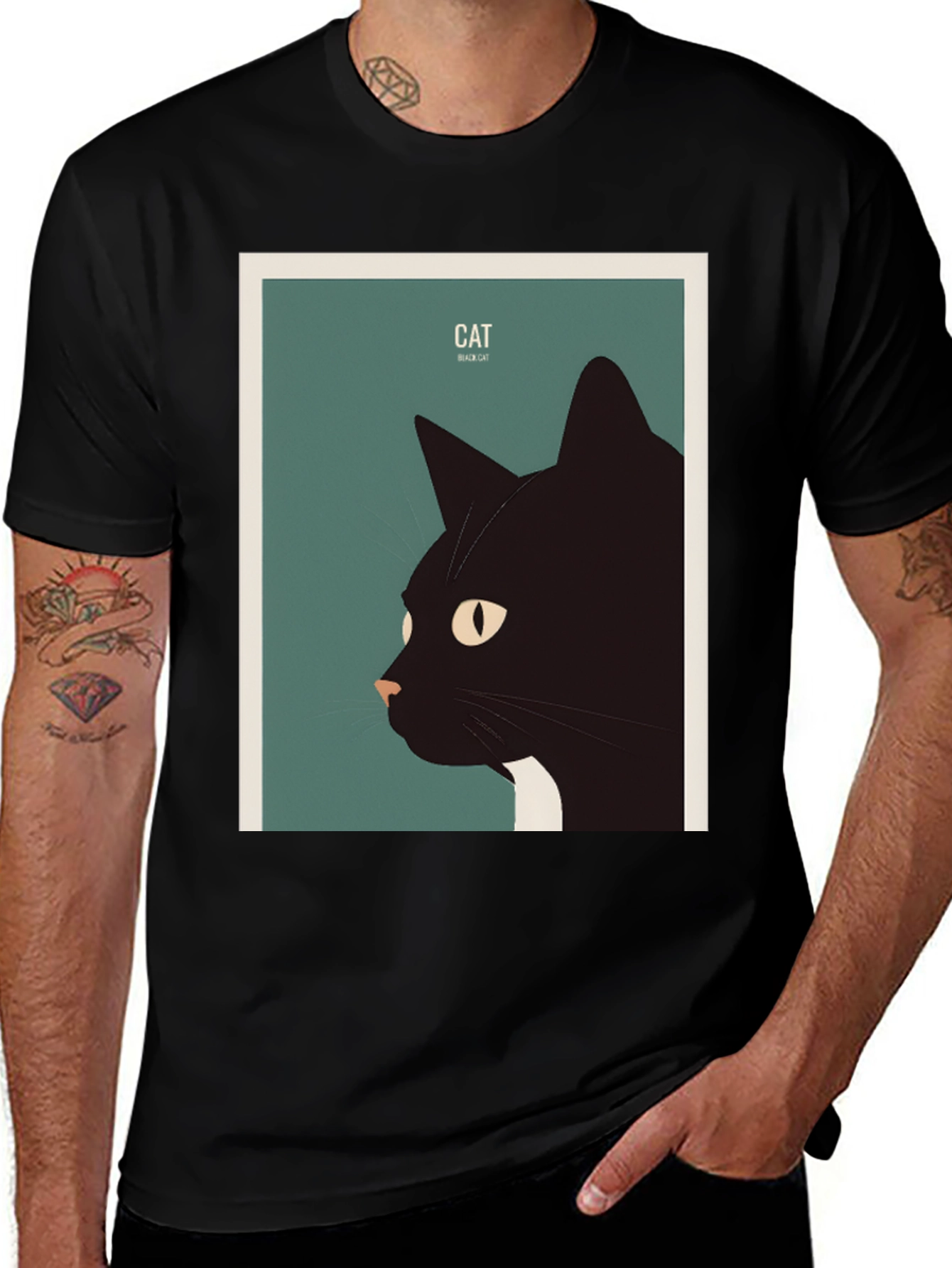 Black Cat Graphic Tee - Stylish Animal Lover Shirt