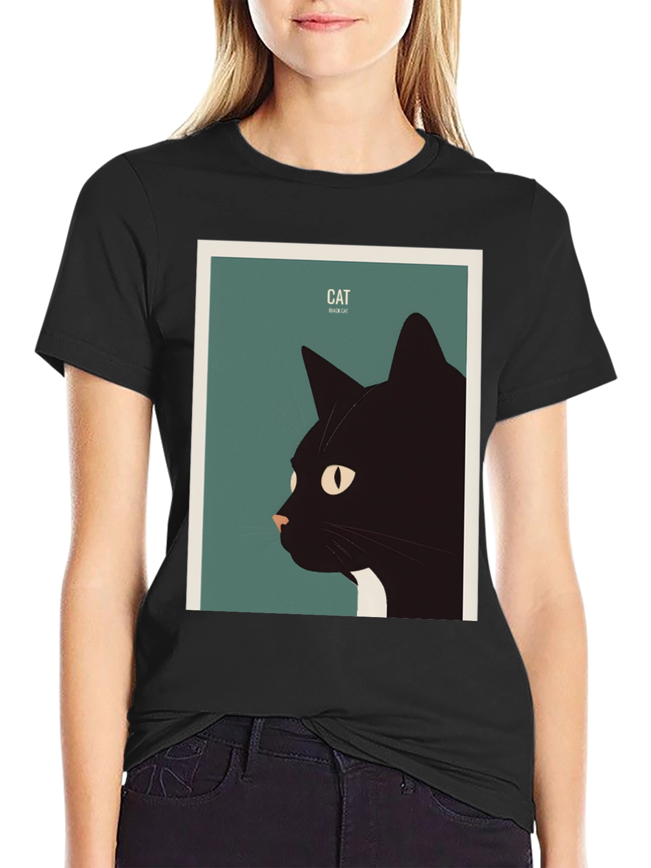 Black Cat Graphic Tee - Stylish Animal Lover Shirt