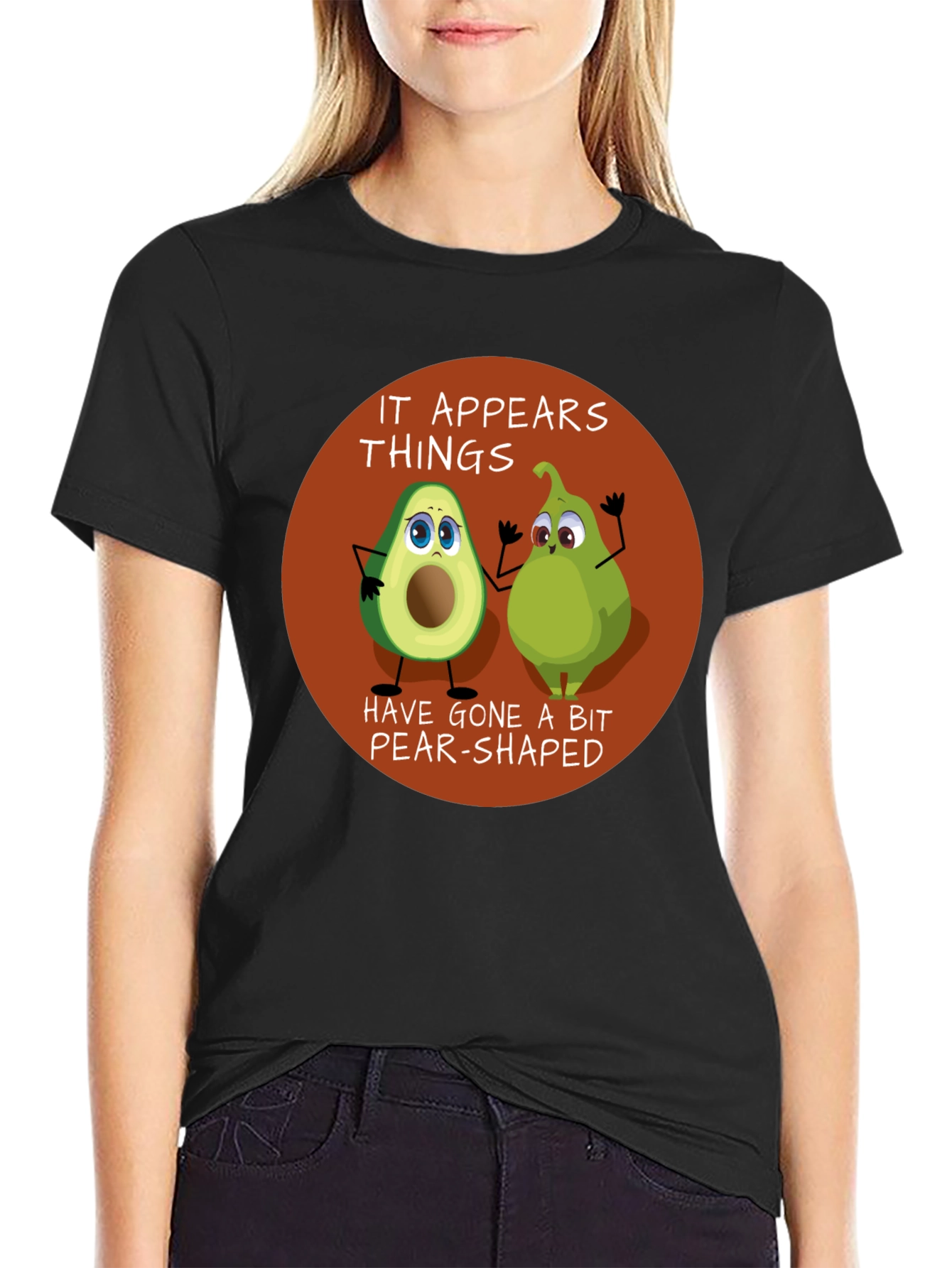 Funny Avocado & Pear Graphic T-Shirt